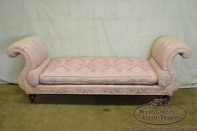 Baker Large Rolled Arm Regency Style Daybed Recamier Bench