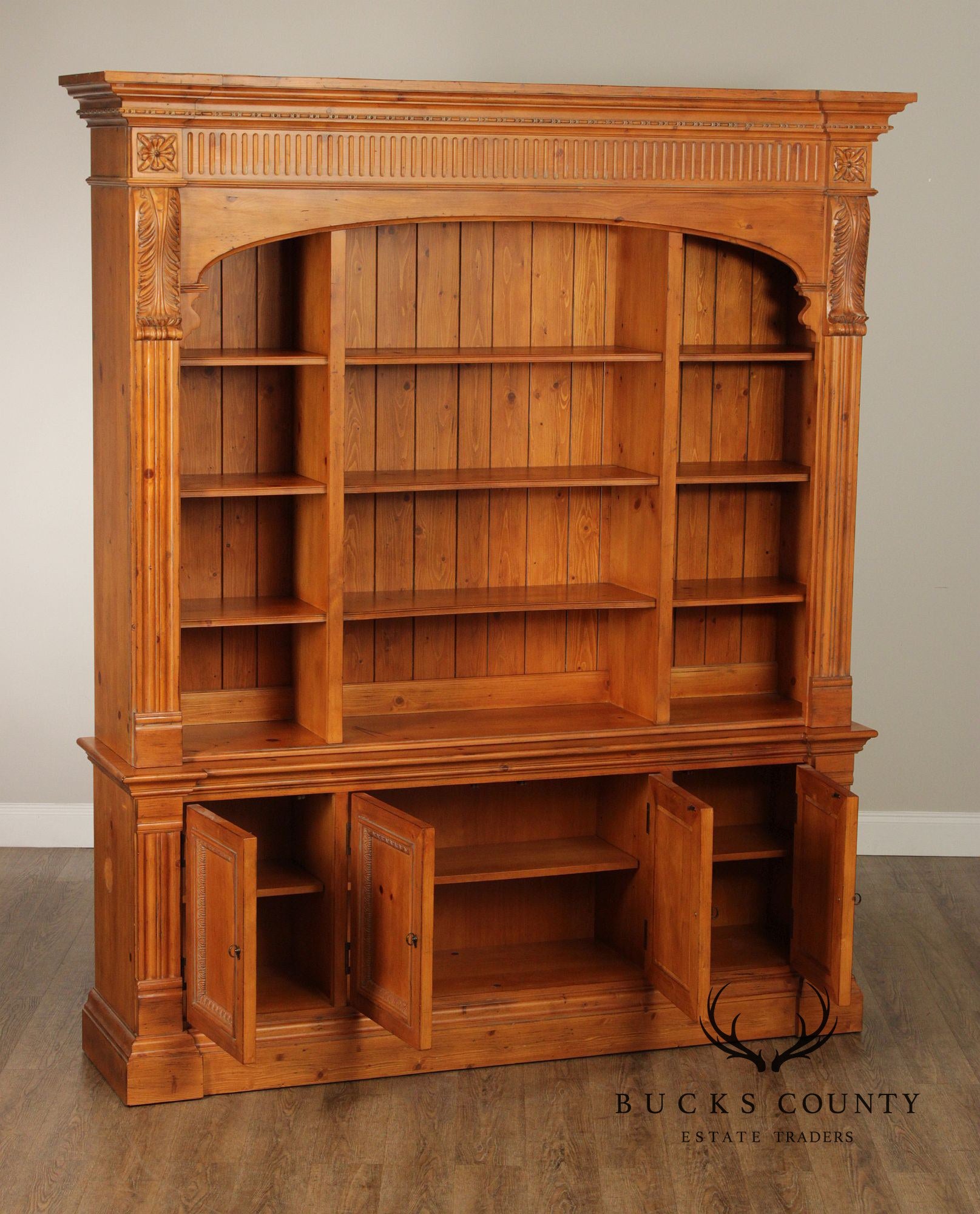 Ethan Allen Large Pine Architectural Library Bookcase