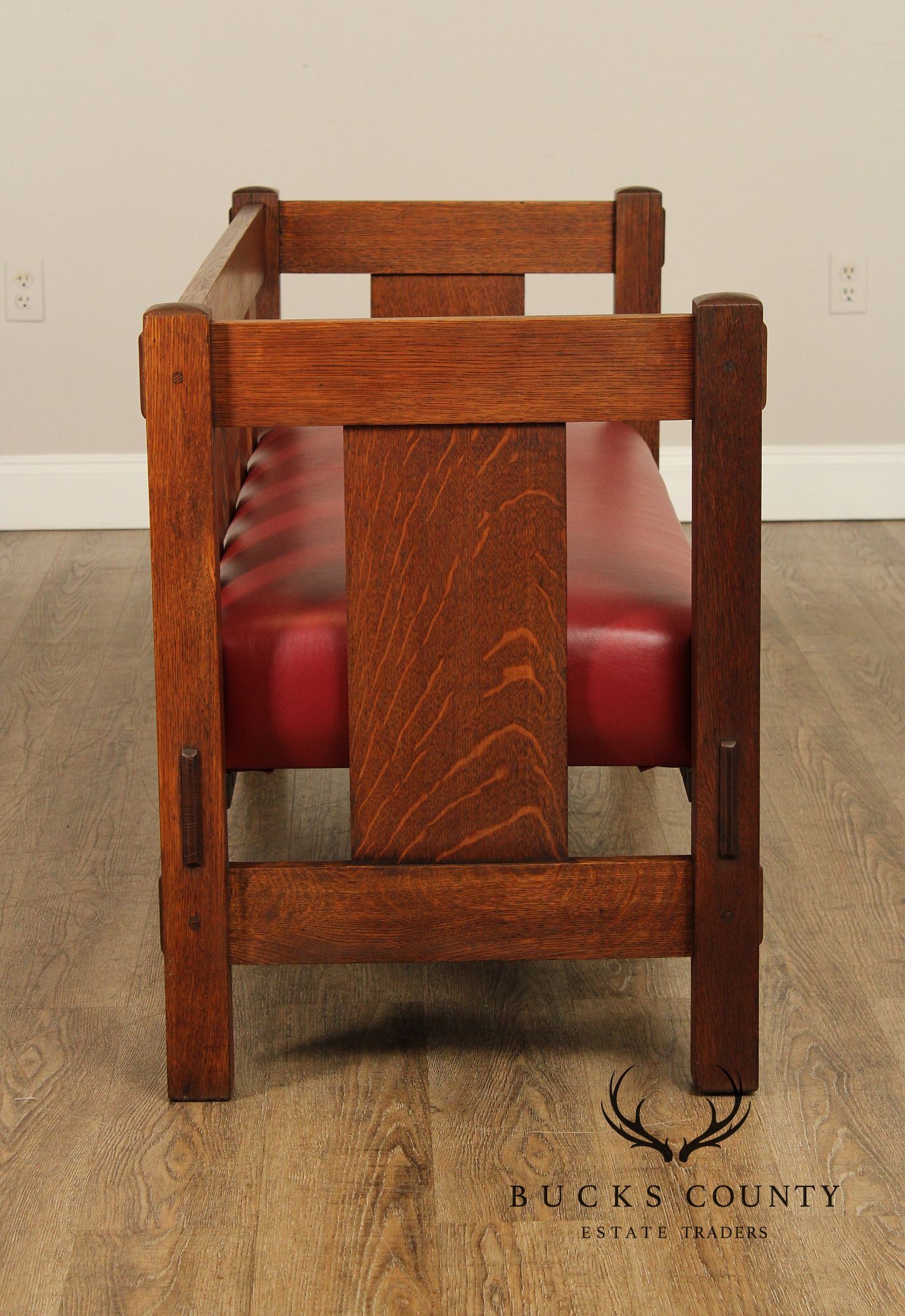 Antique Gustav Stickley Mission Oak Settle Model 205