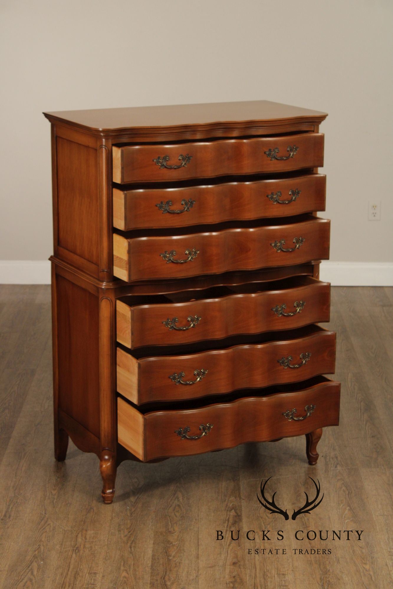 French Provincial Style Vintage Cherry Chest on Chest