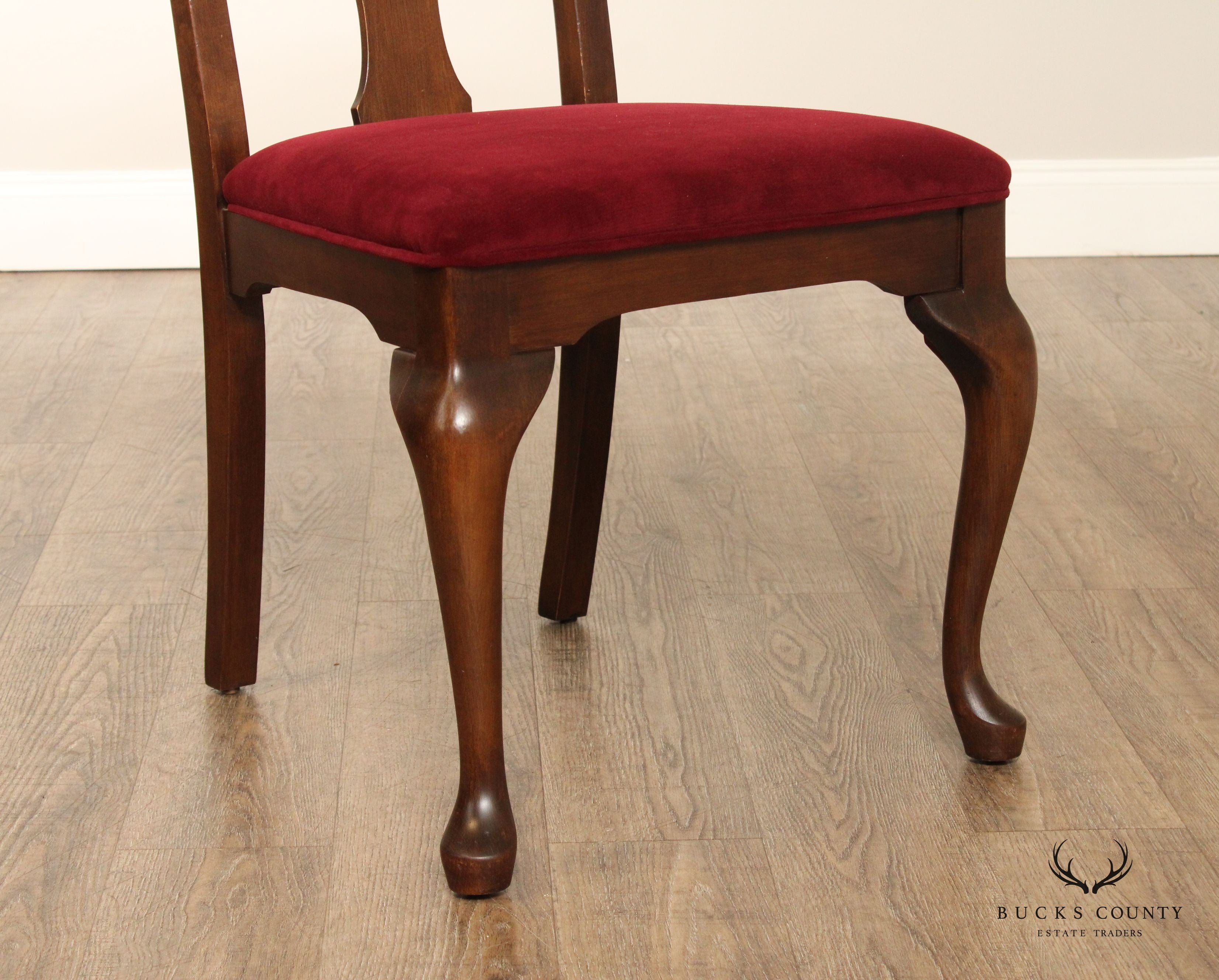 Queen Anne Style Set of Eight Carved Cherry Dining Chairs