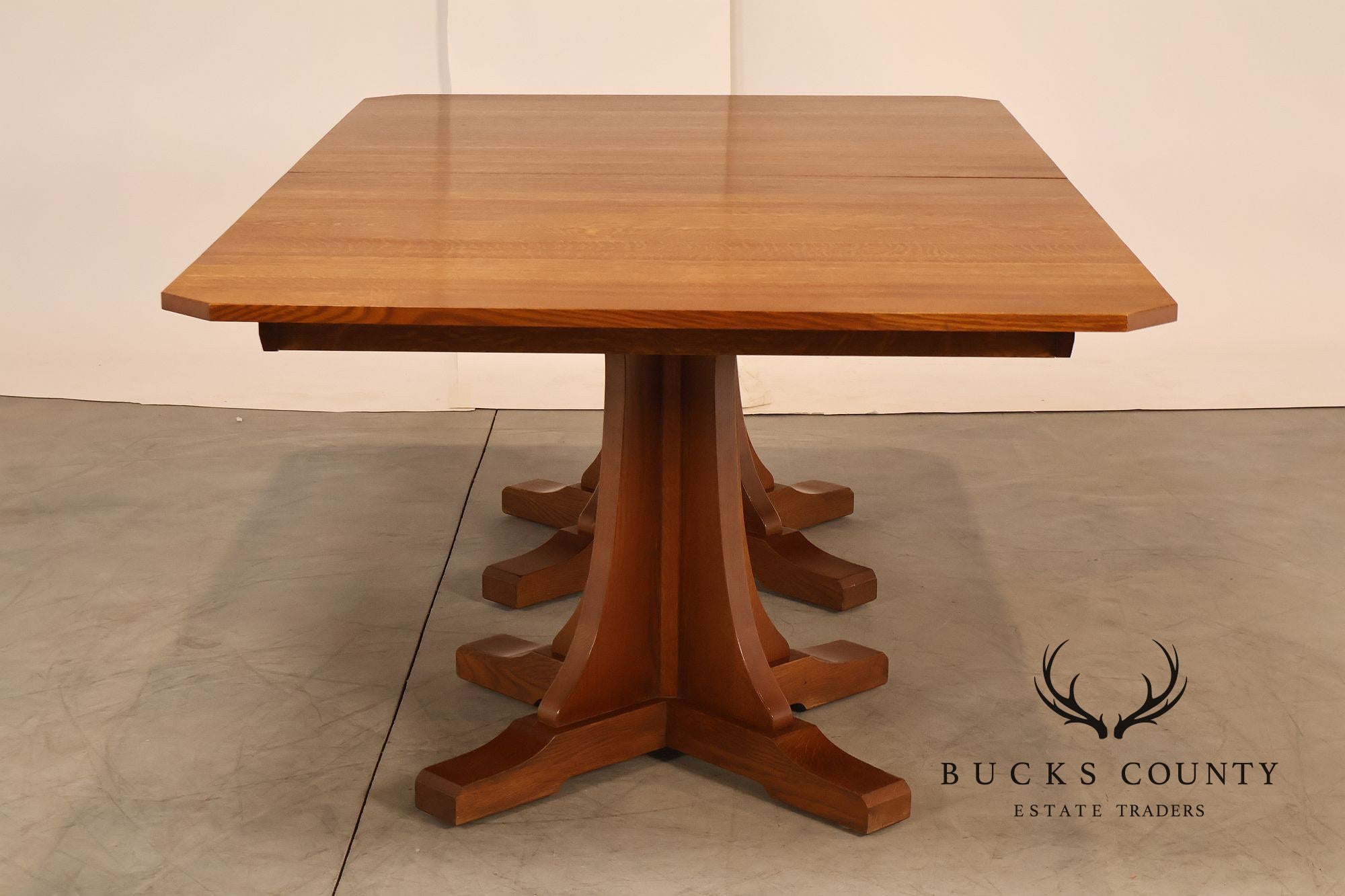 Stickley Mission Collection Oak Double Pedestal Dining Table