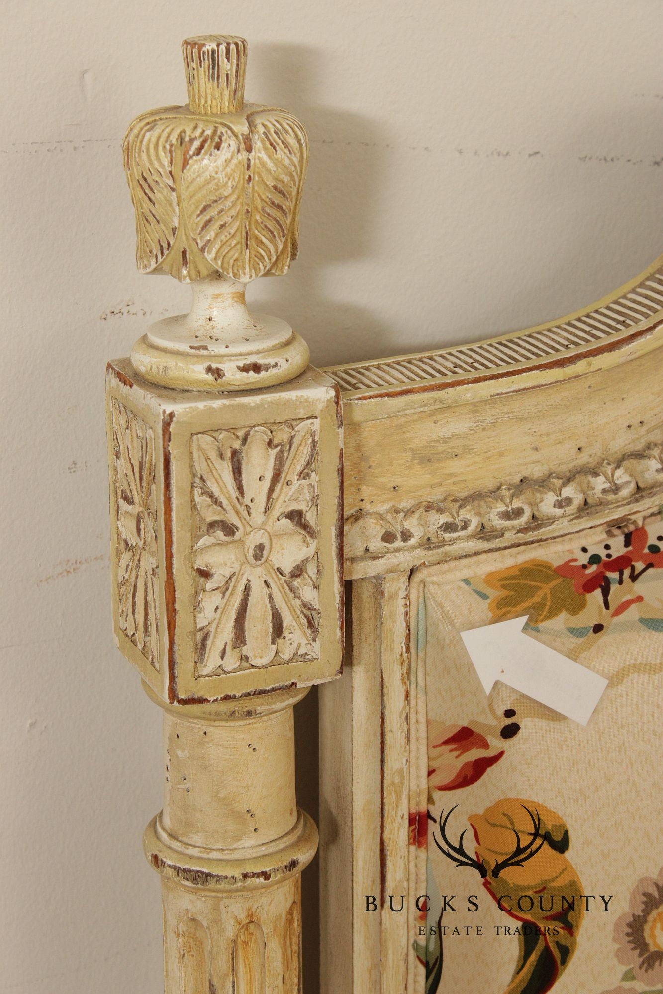 French Louis XVI Style Upholstered King Headboard