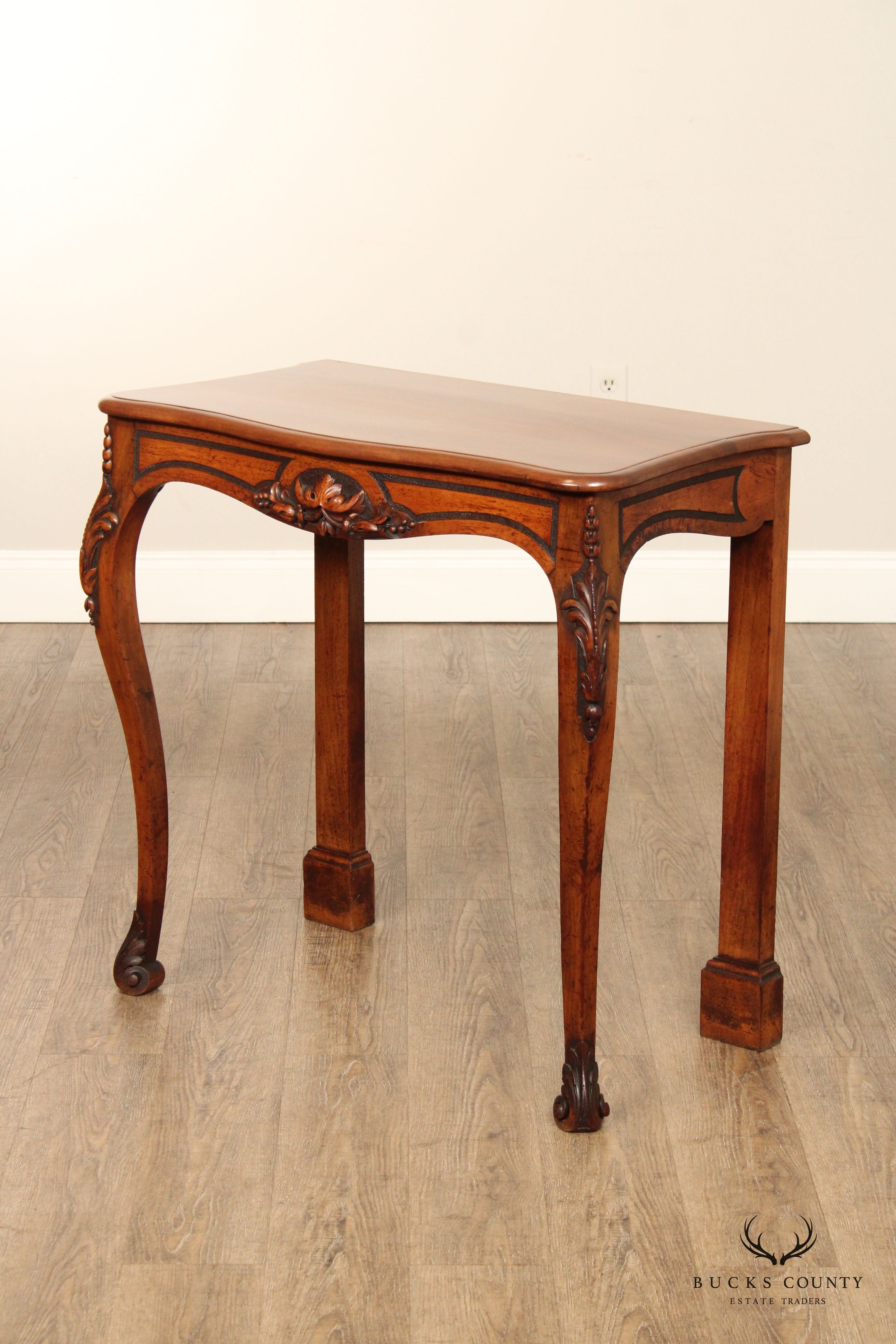 Antique French Carved Walnut Console Table