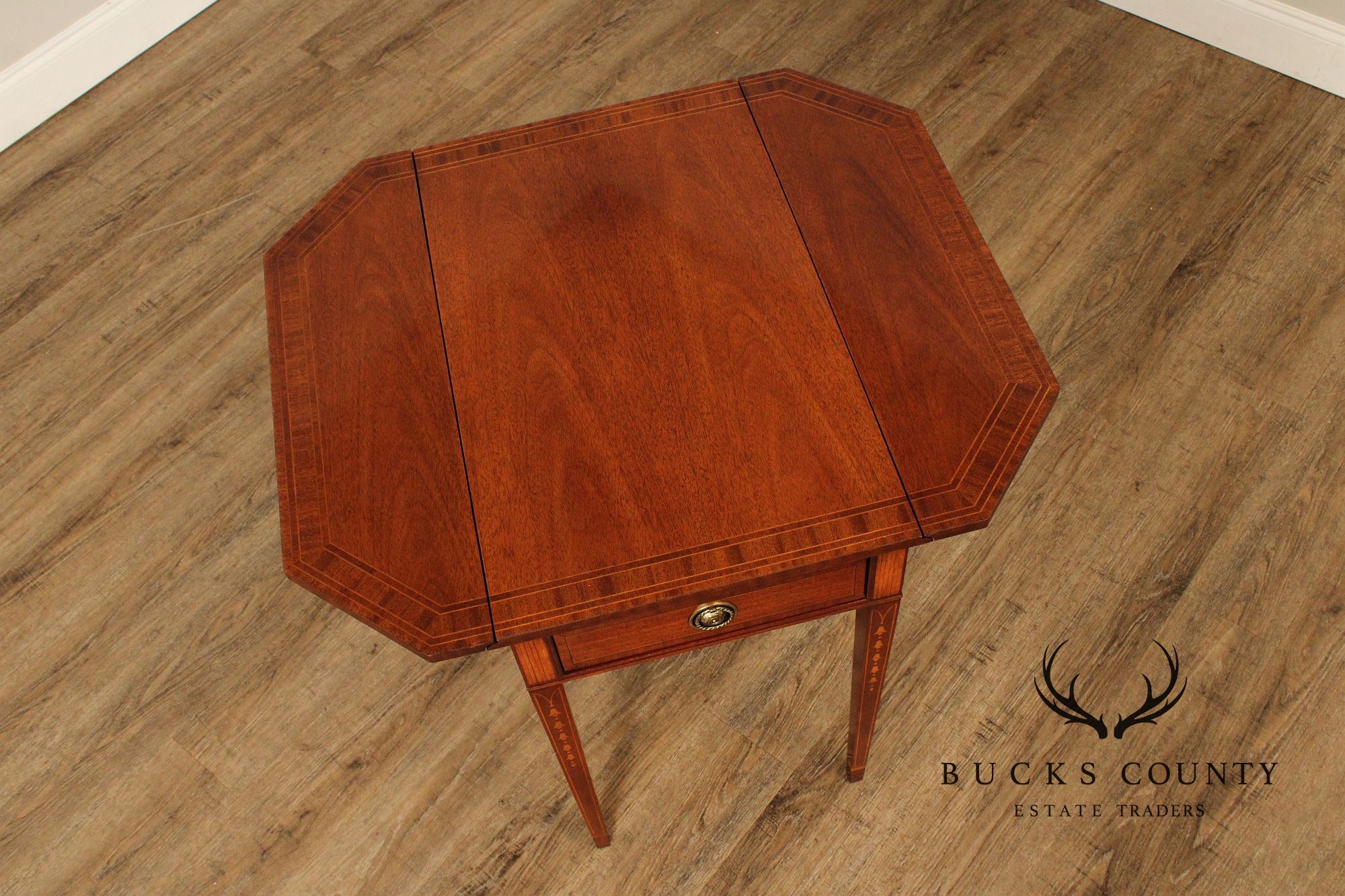 Councill Federal Style Pair of Inlaid Mahogany Pembroke Side Tables