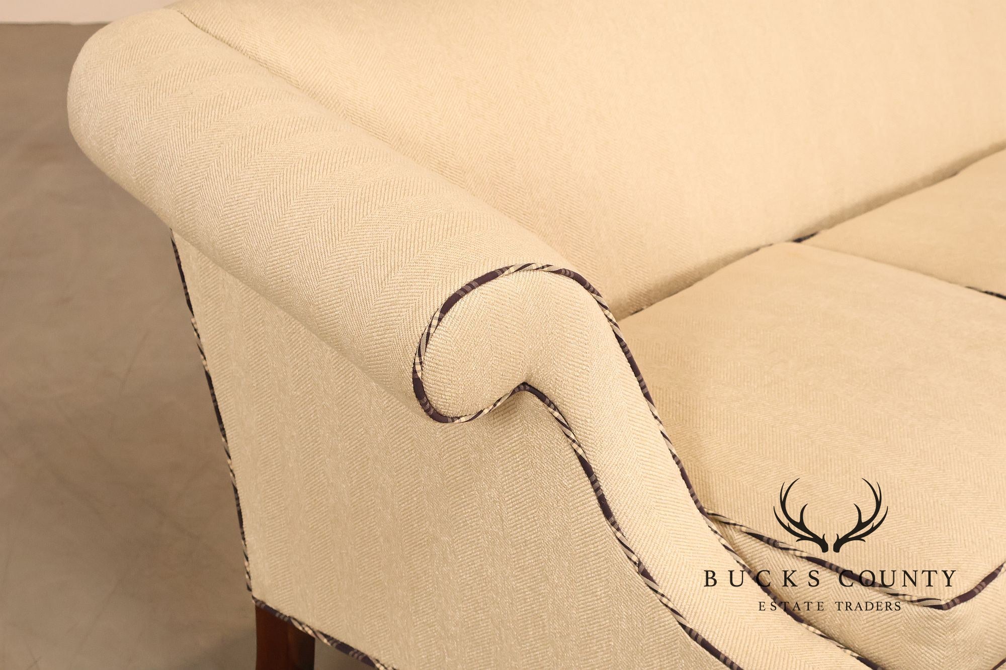 Ethan Allen Vintage Chippendale Style Upholstered Sofa