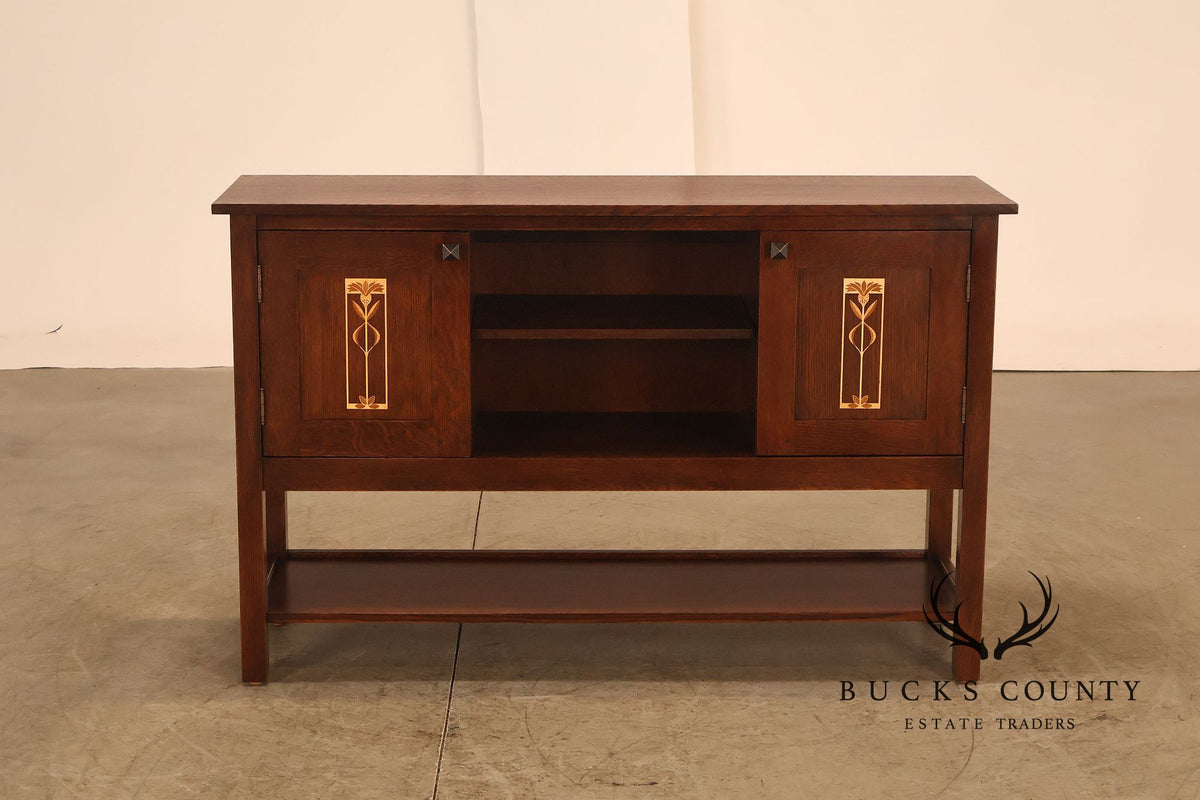 Stickley Meadowflower Collection Oak Inlaid Console Cabinet