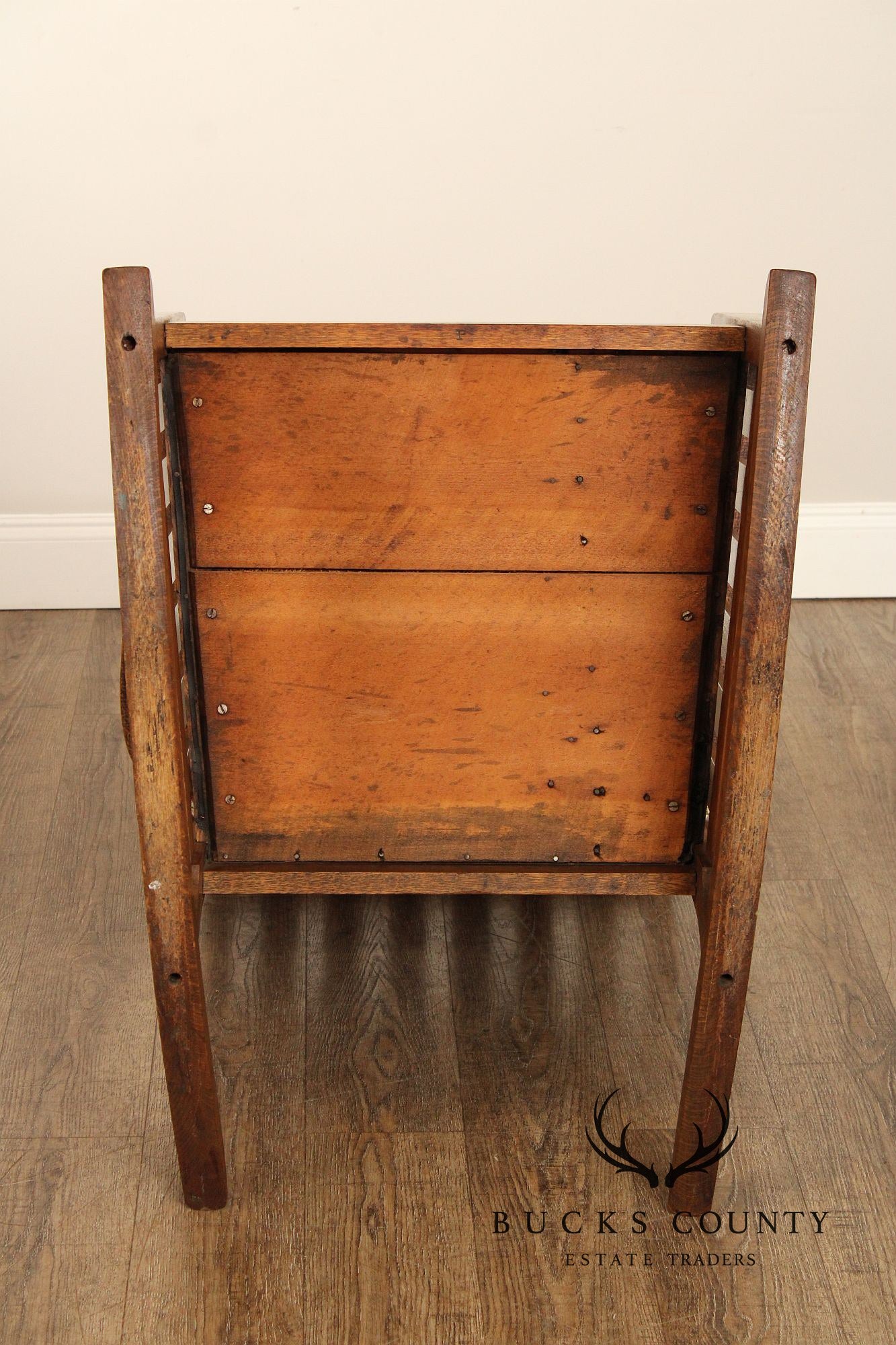 Antique Arts & Crafts Slatted Oak Rocker