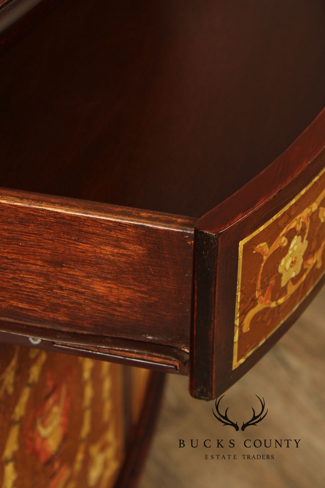 Italian Neoclassical Style Pair of Marquetry Demilune Commodes