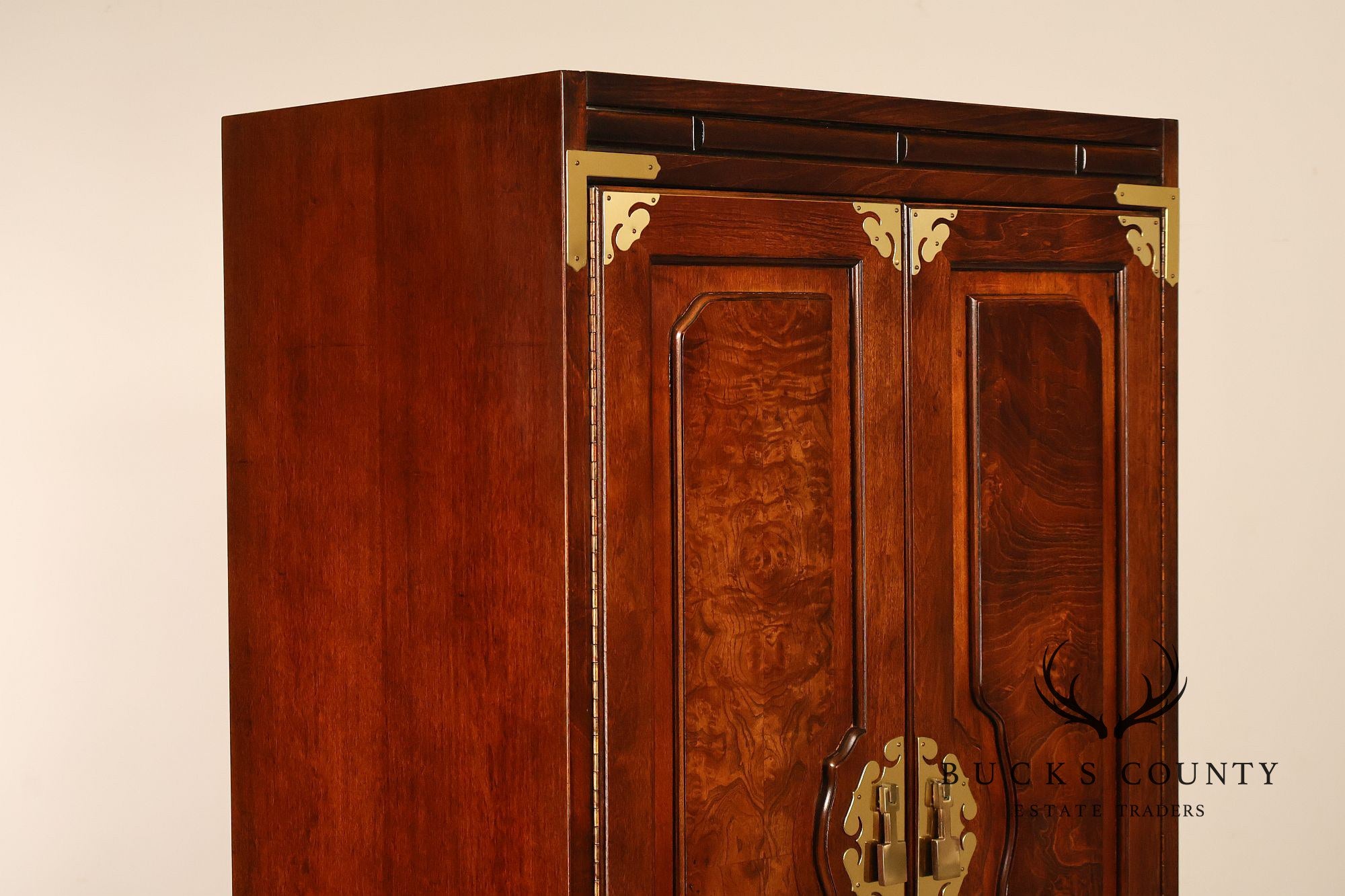 Bernhardt Pair Of Asian Campaign Style Linen Cabinets