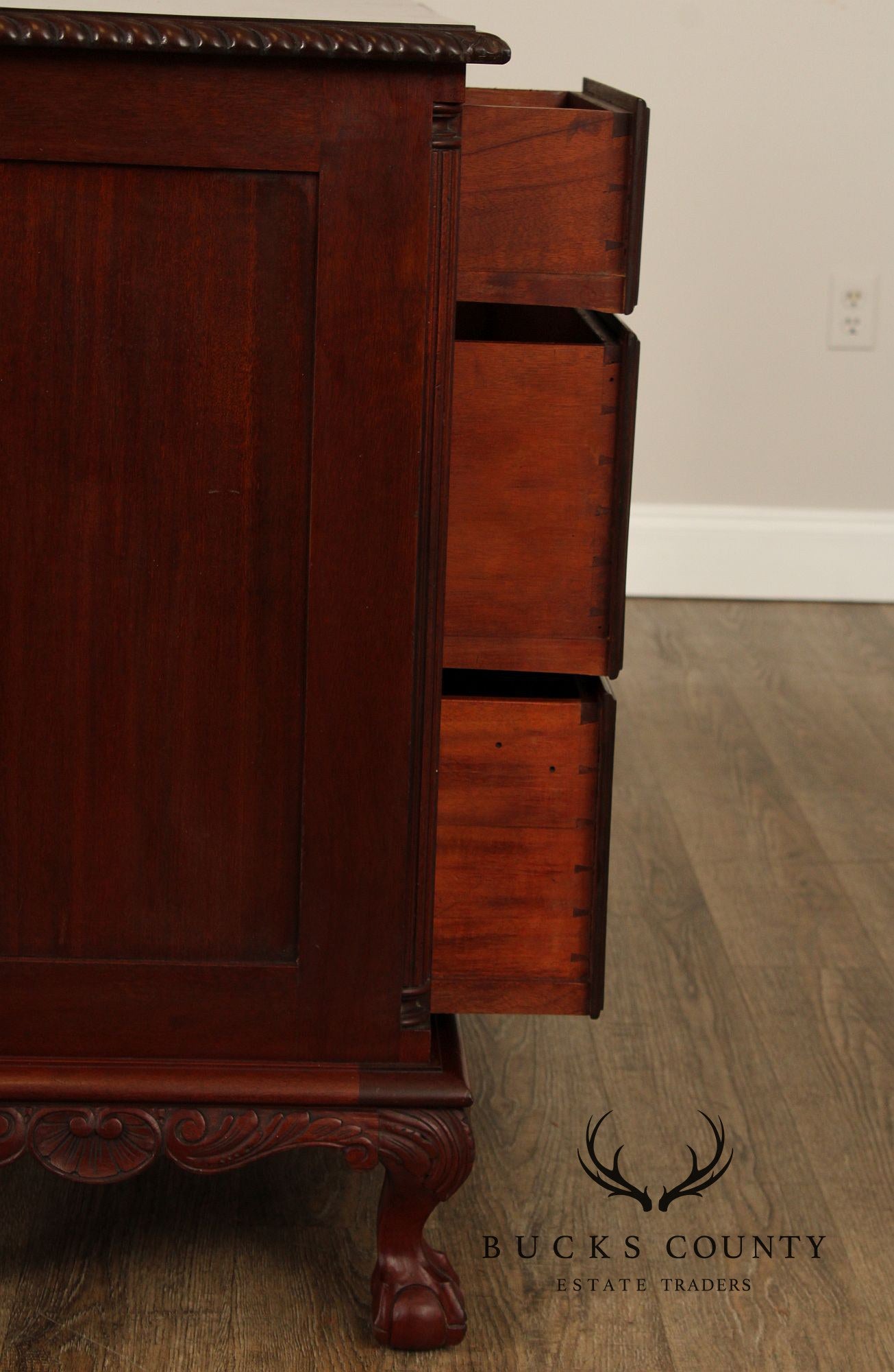 Chippendale Style Antique Bench Made Mahogany Chest of Drawers