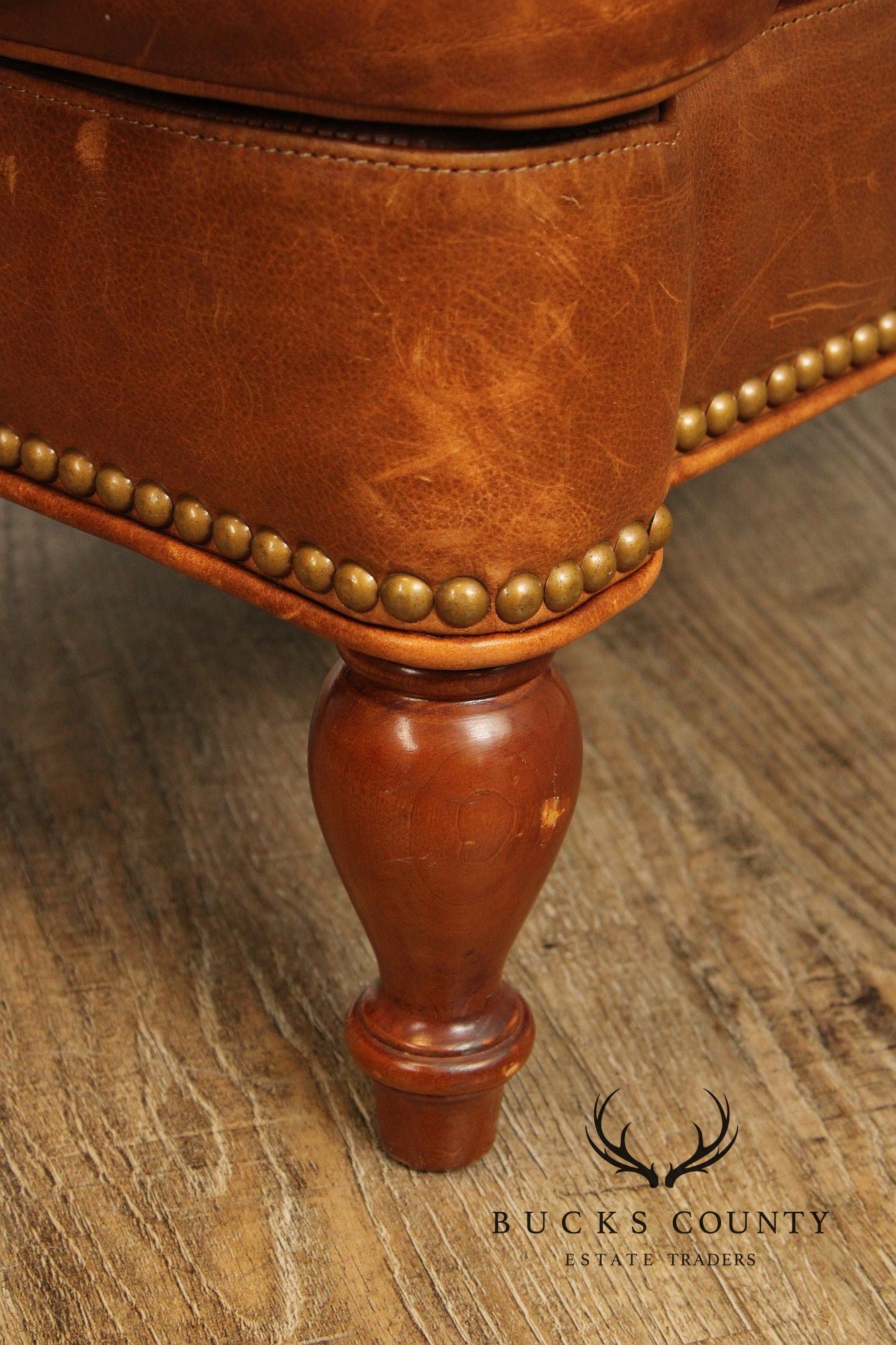 Hancock & Moore English Traditional Style Leather Ottoman