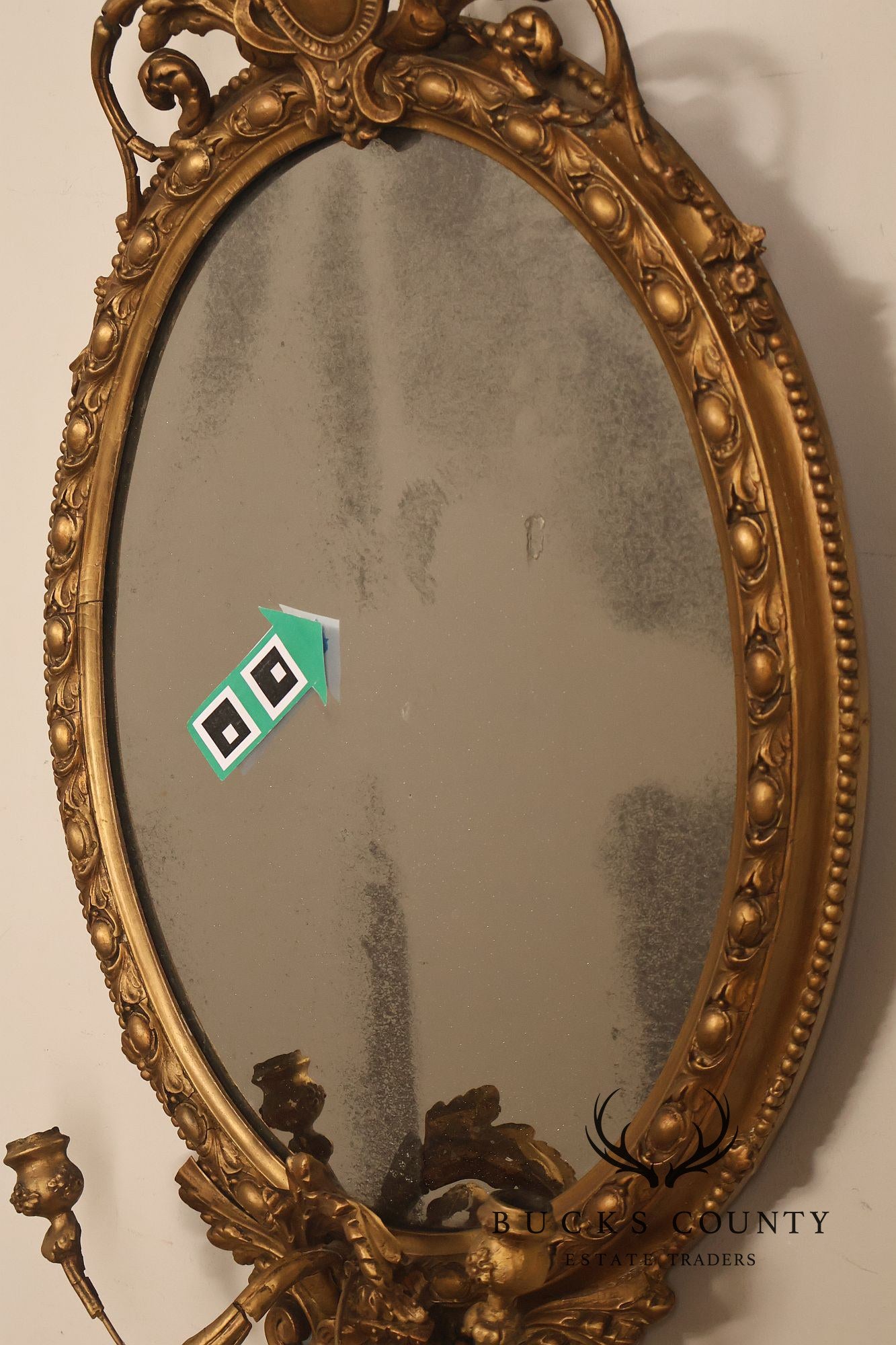 Antique French Giltwood Girandole Mirror