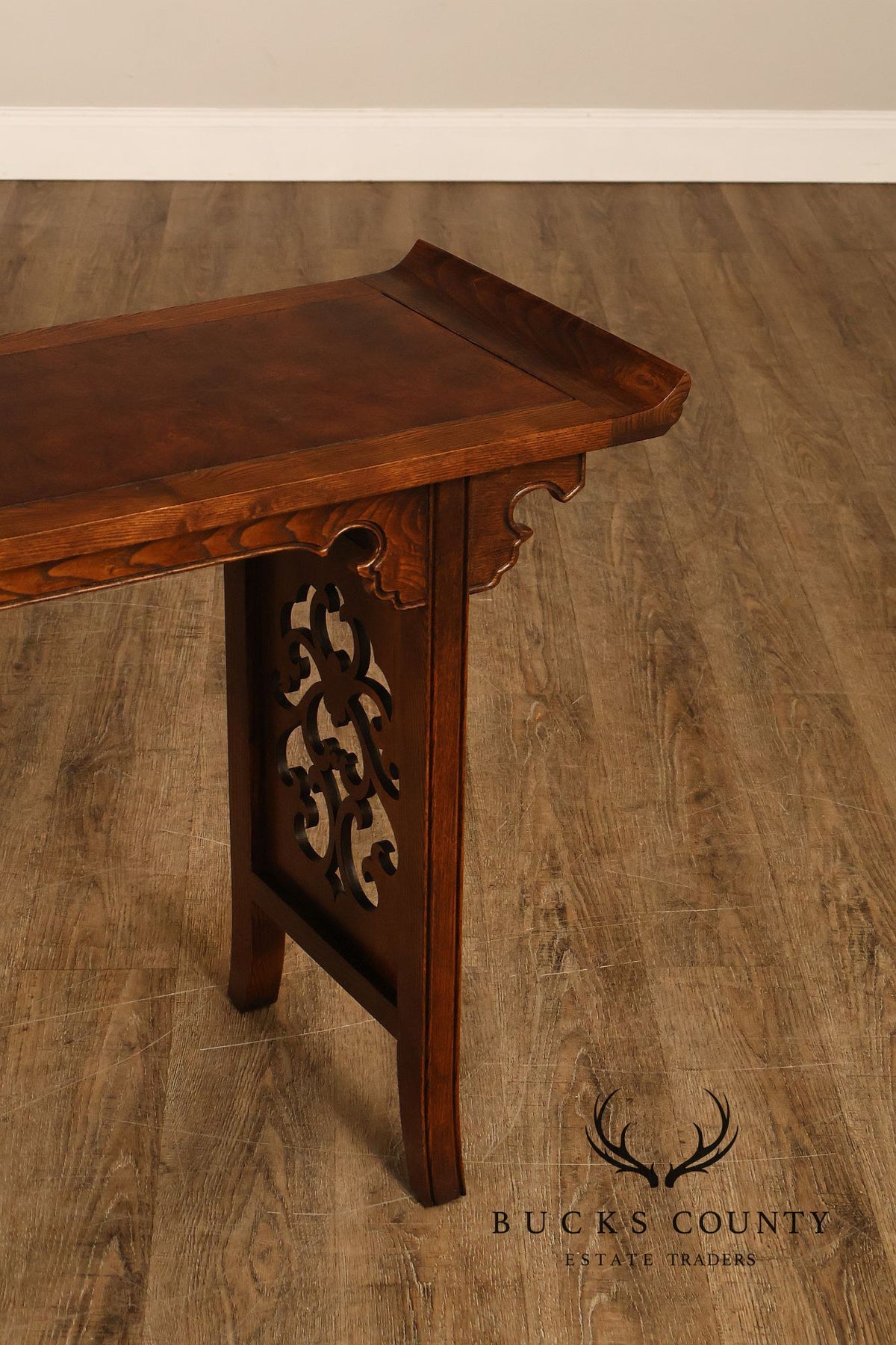Baker Asian Style Oak Altar Console Table