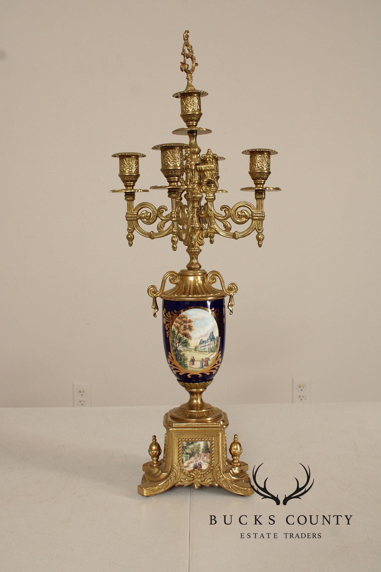 Imperial Italian Three-Piece Gilt Metal and Porcelain Garniture Set