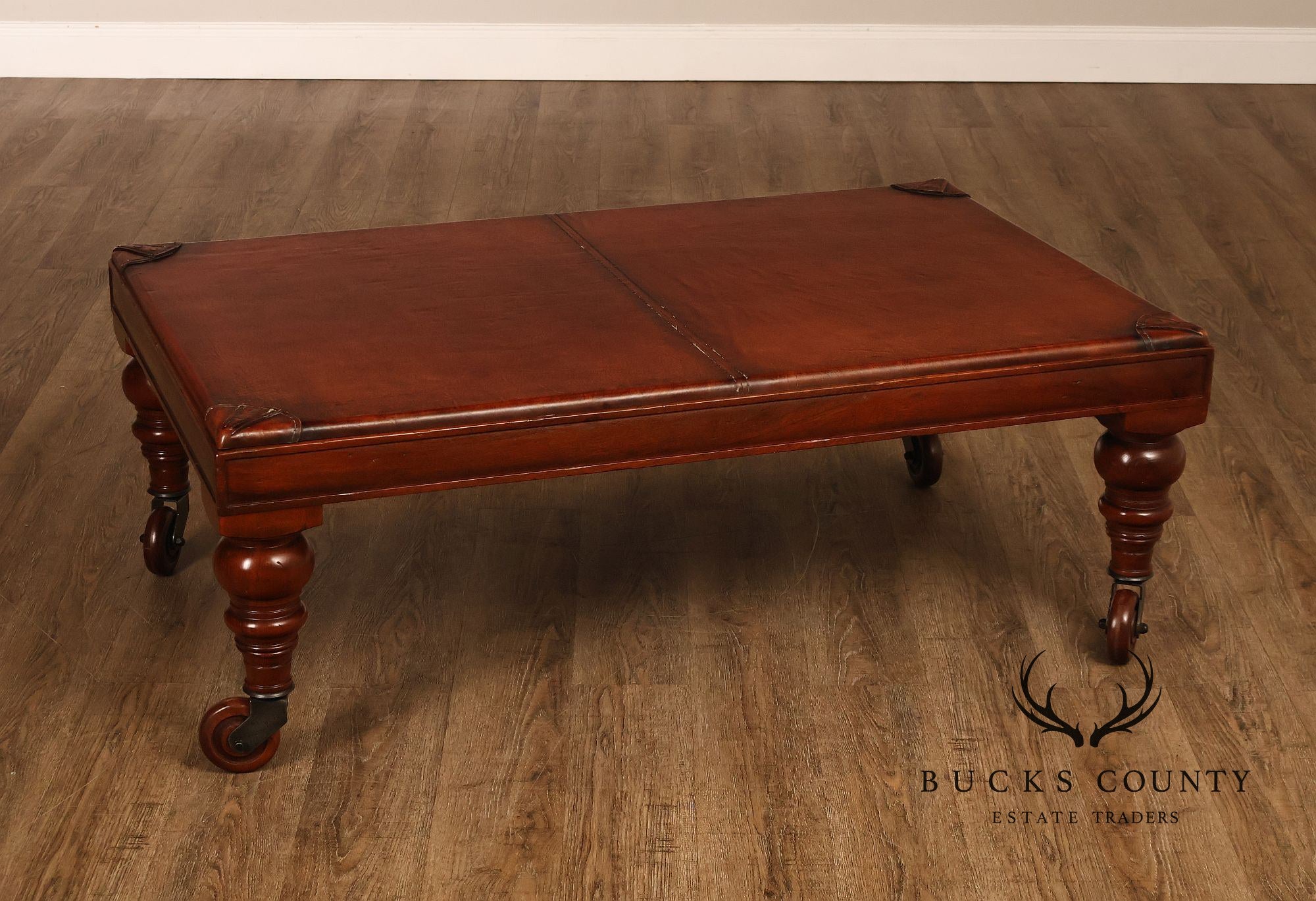 South Cone Company Traditional LeatherTop Coffee Table On Casters