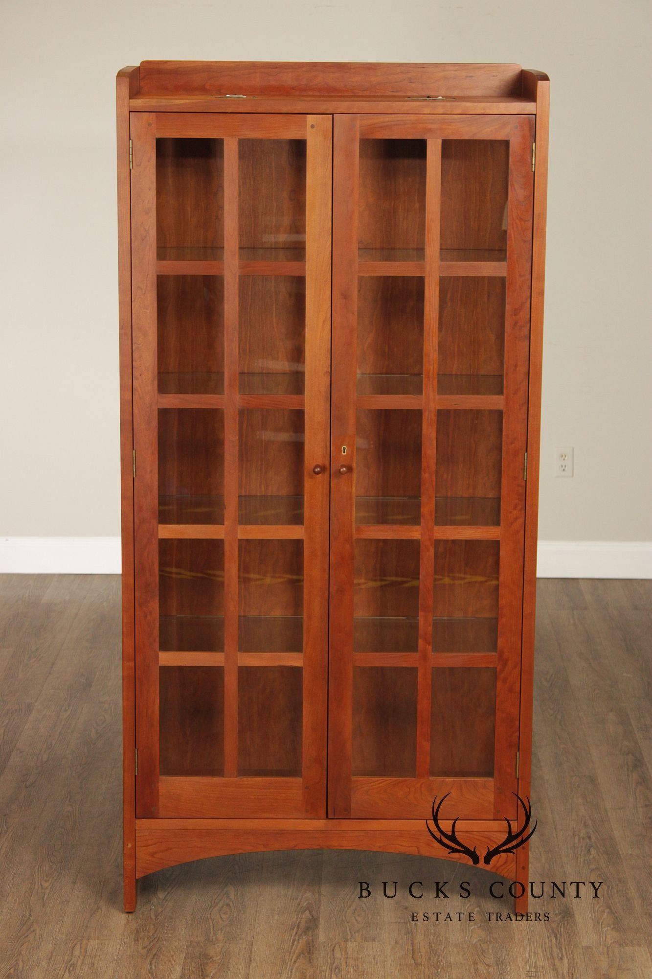 Stickley Mission Collection Cherry Lighted Display Cabinet