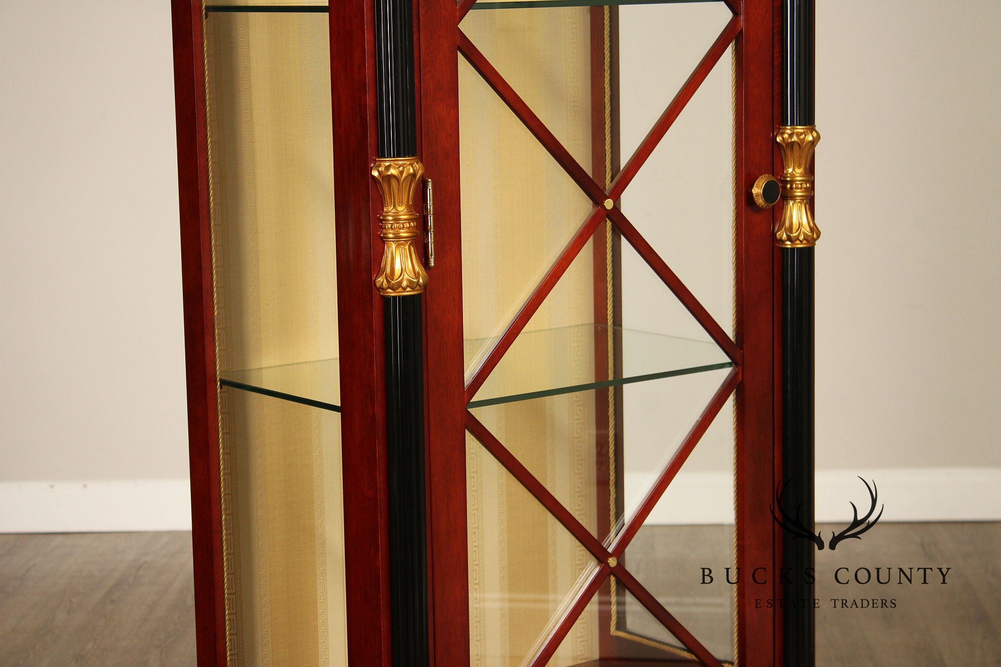 Regency Style Mahogany And Ebonized Pair Of Display Cabinets By Infinity Gigasso