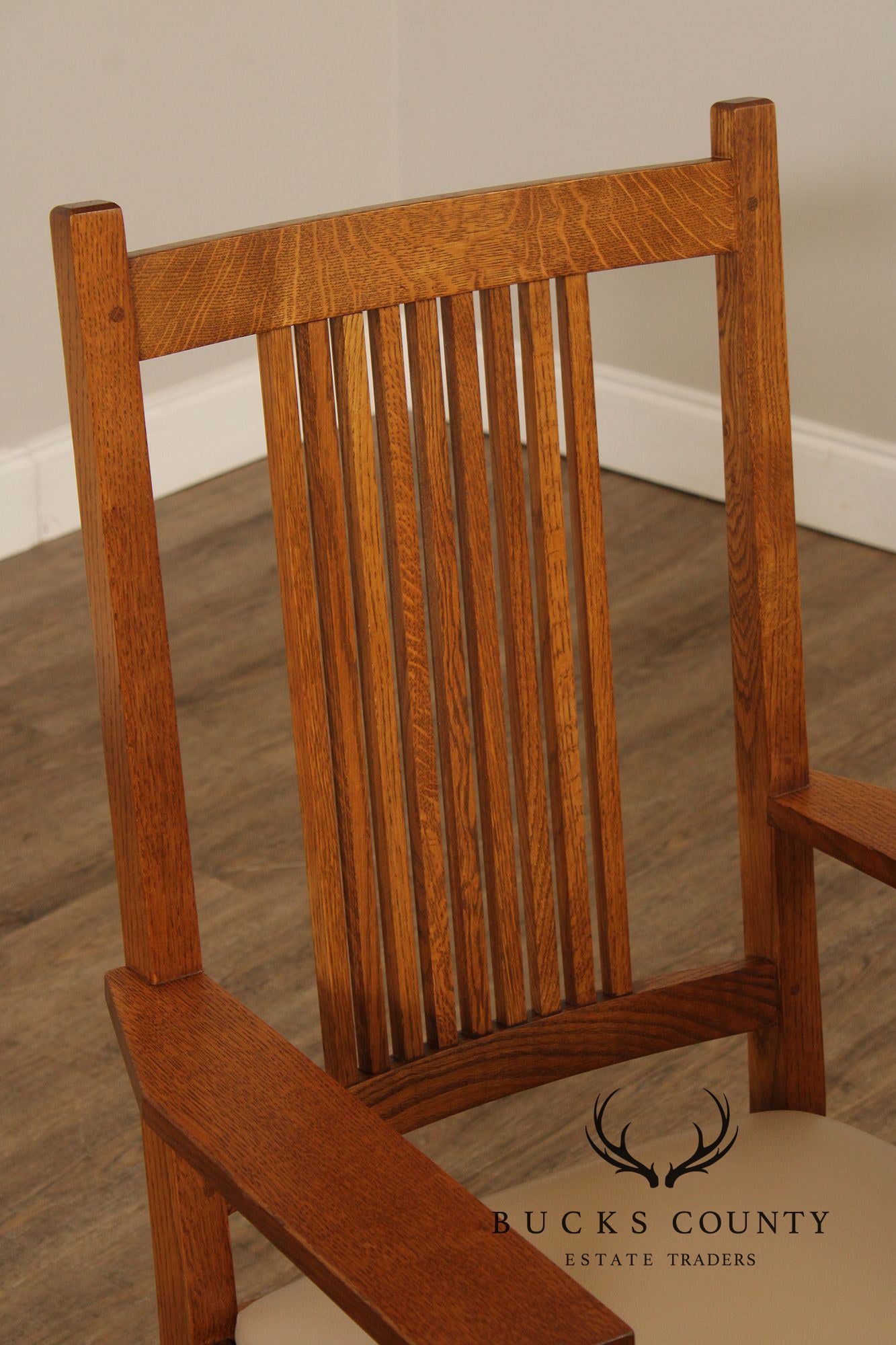 Stickley Mission Collection Pair of Oak Spindle Dining Armchairs