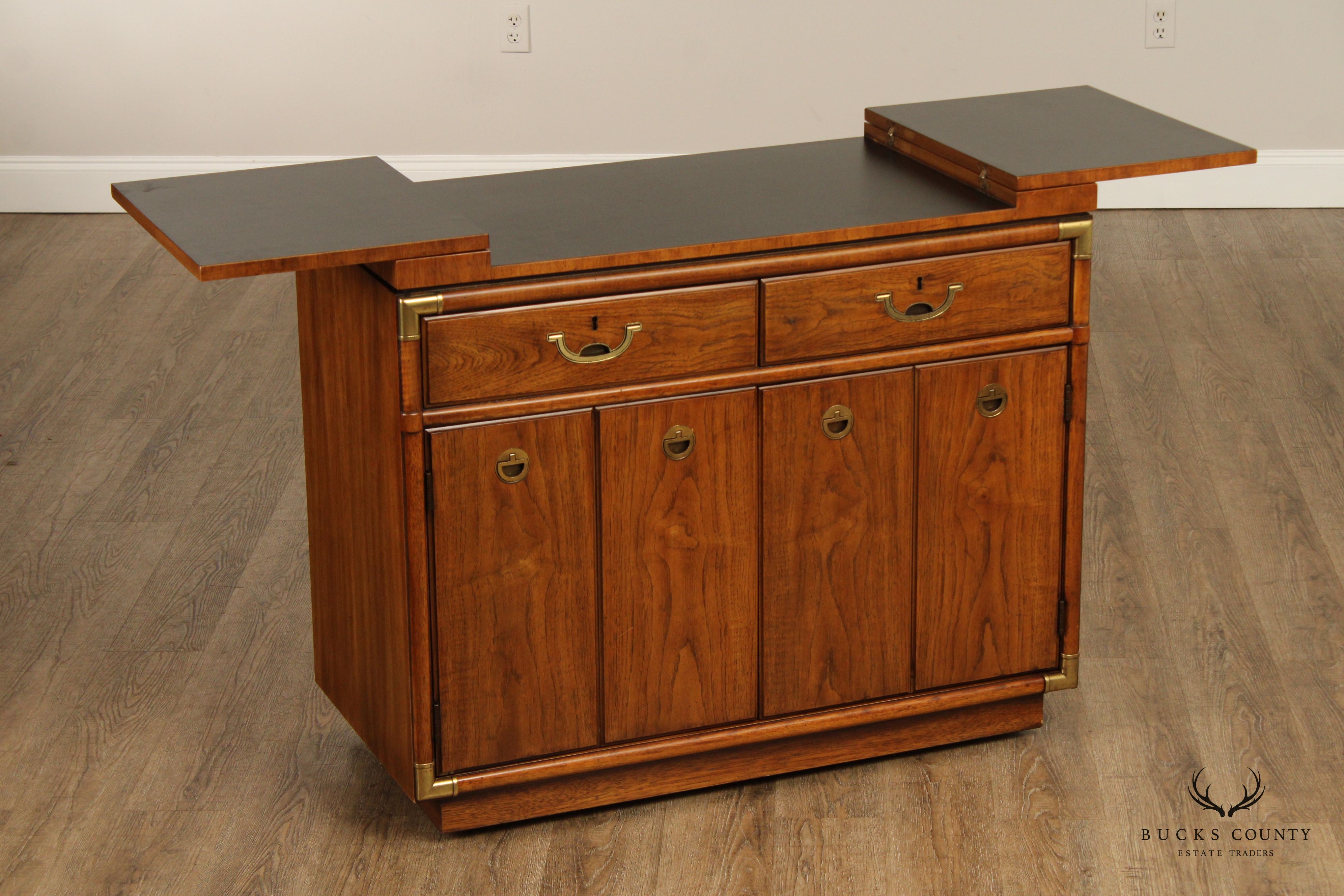 Drexel Heritage 'Accolade' Campaign Style Walnut Flip Top Server