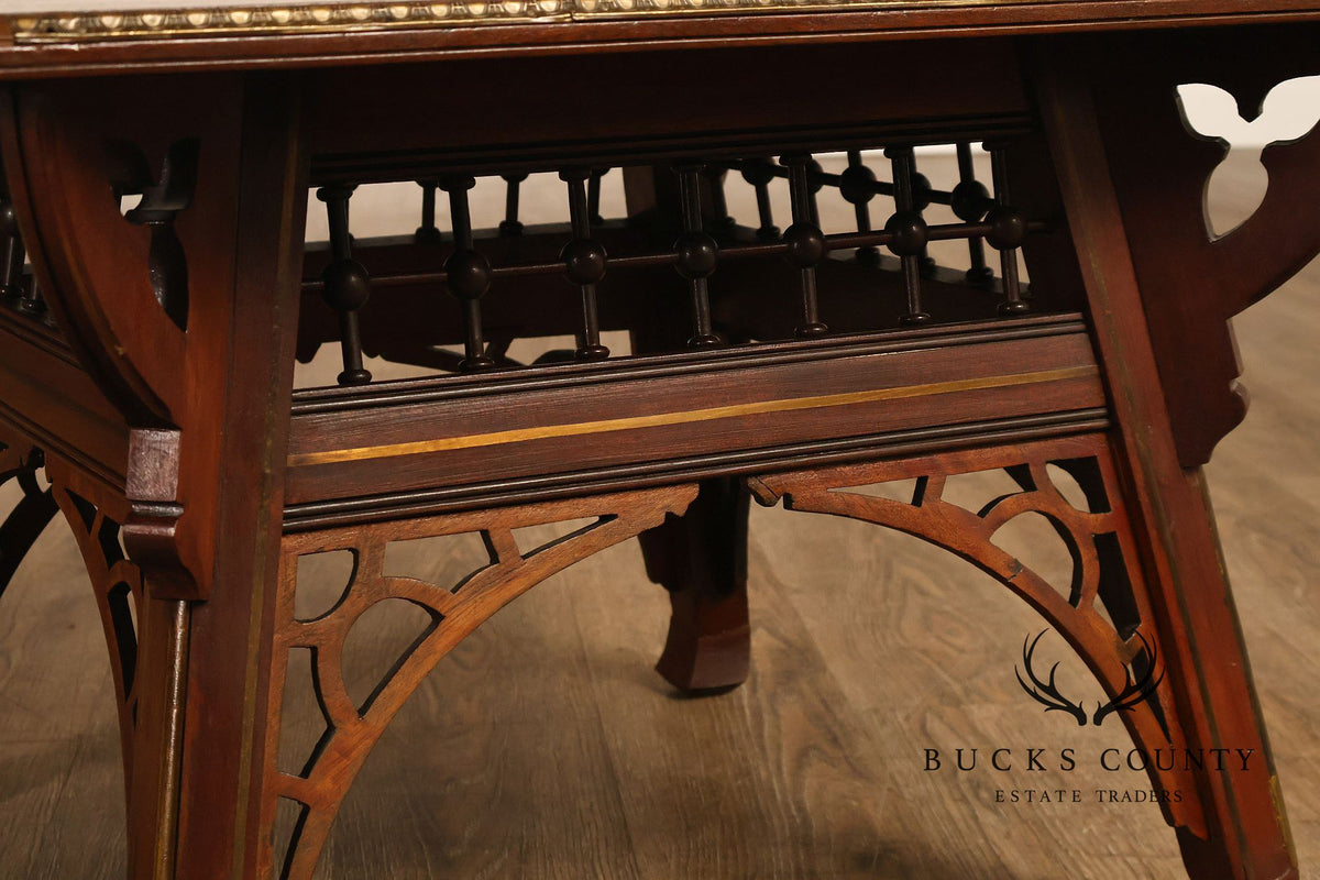Gothic Revival Style Carved Walnut Coffee Table