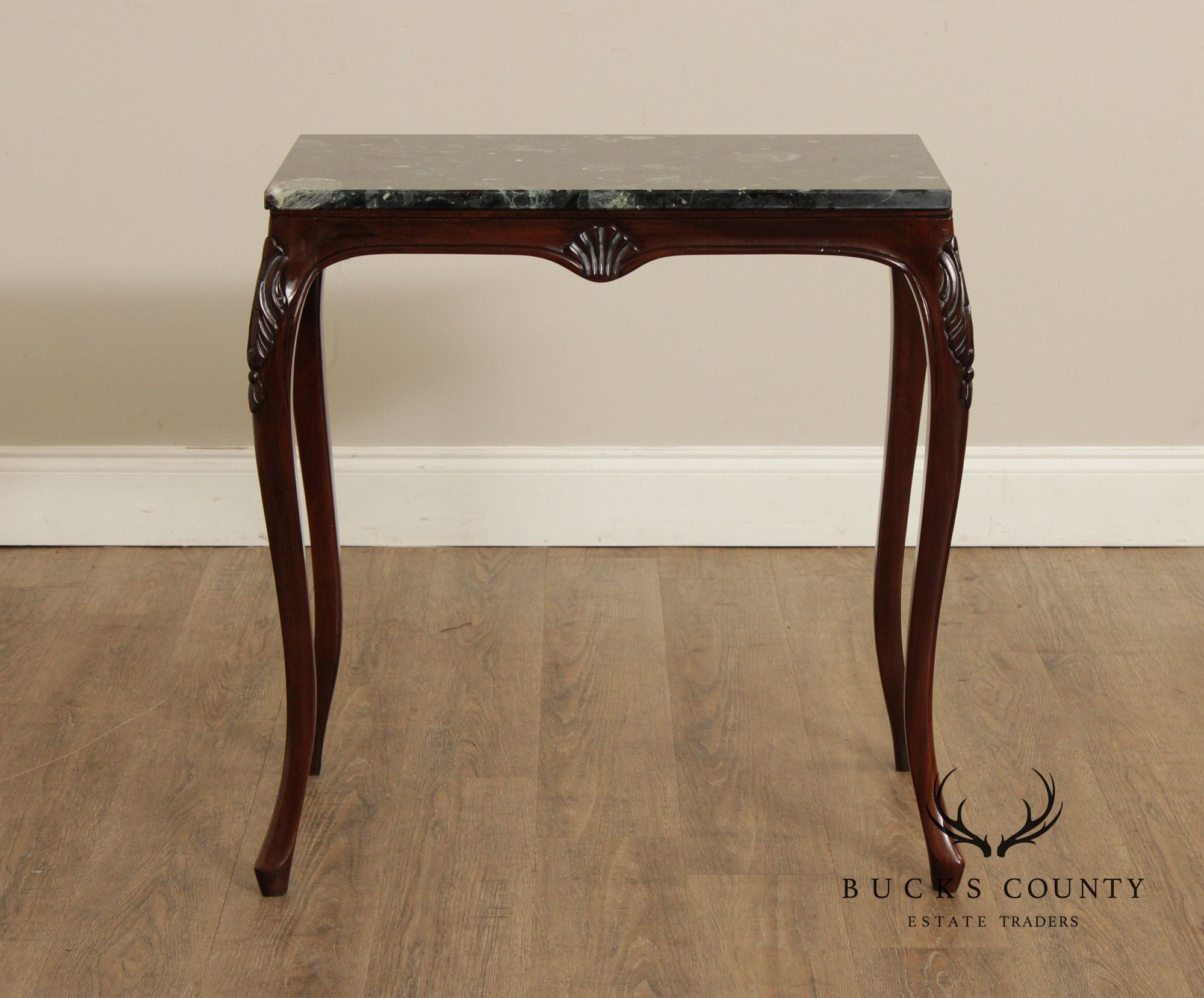 Rococo Style Set of Three Marble Top Mahogany Nesting Tables