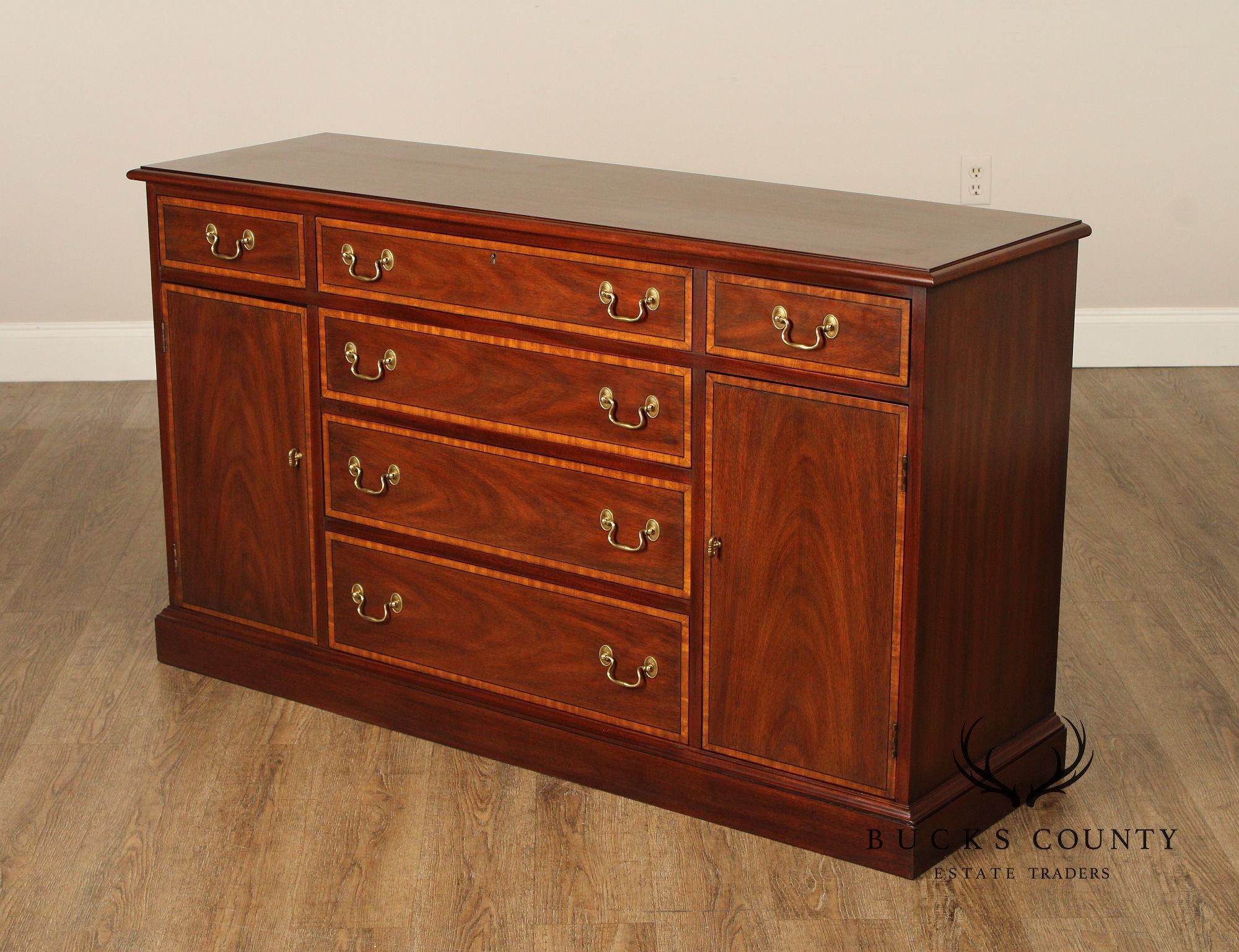 Henkel Harris Georgian Style Inlaid Mahogany Sideboard