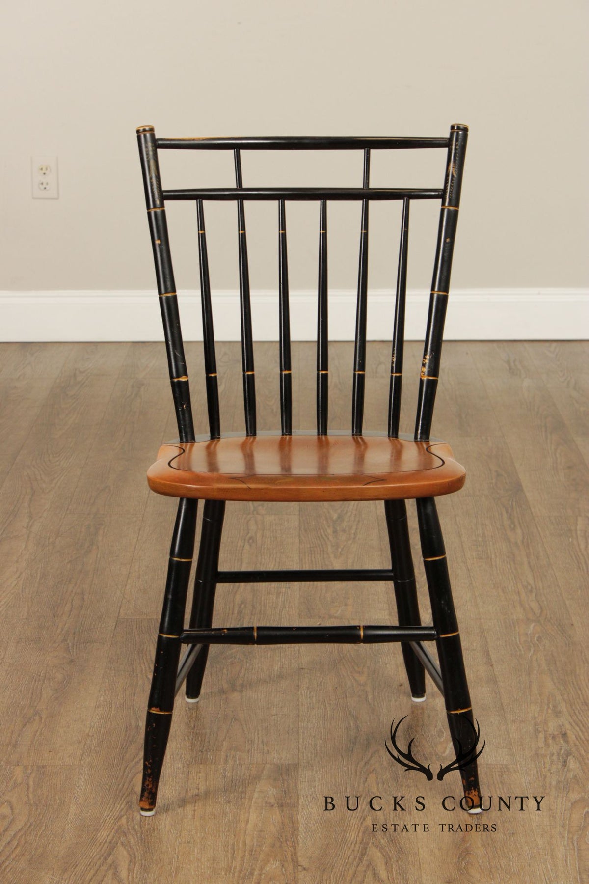 L. Hitchcock Set of Four Ebonized Birdcage Chairs