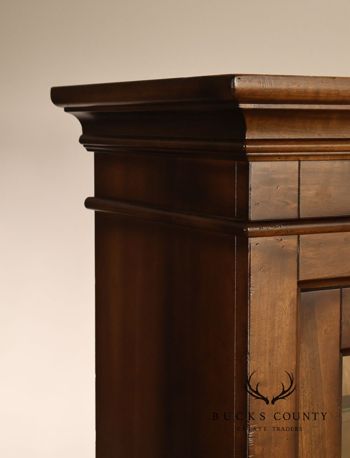 Arhaus Tuscan Italian Walnut Buffet With Sliding Glass Door Hutch