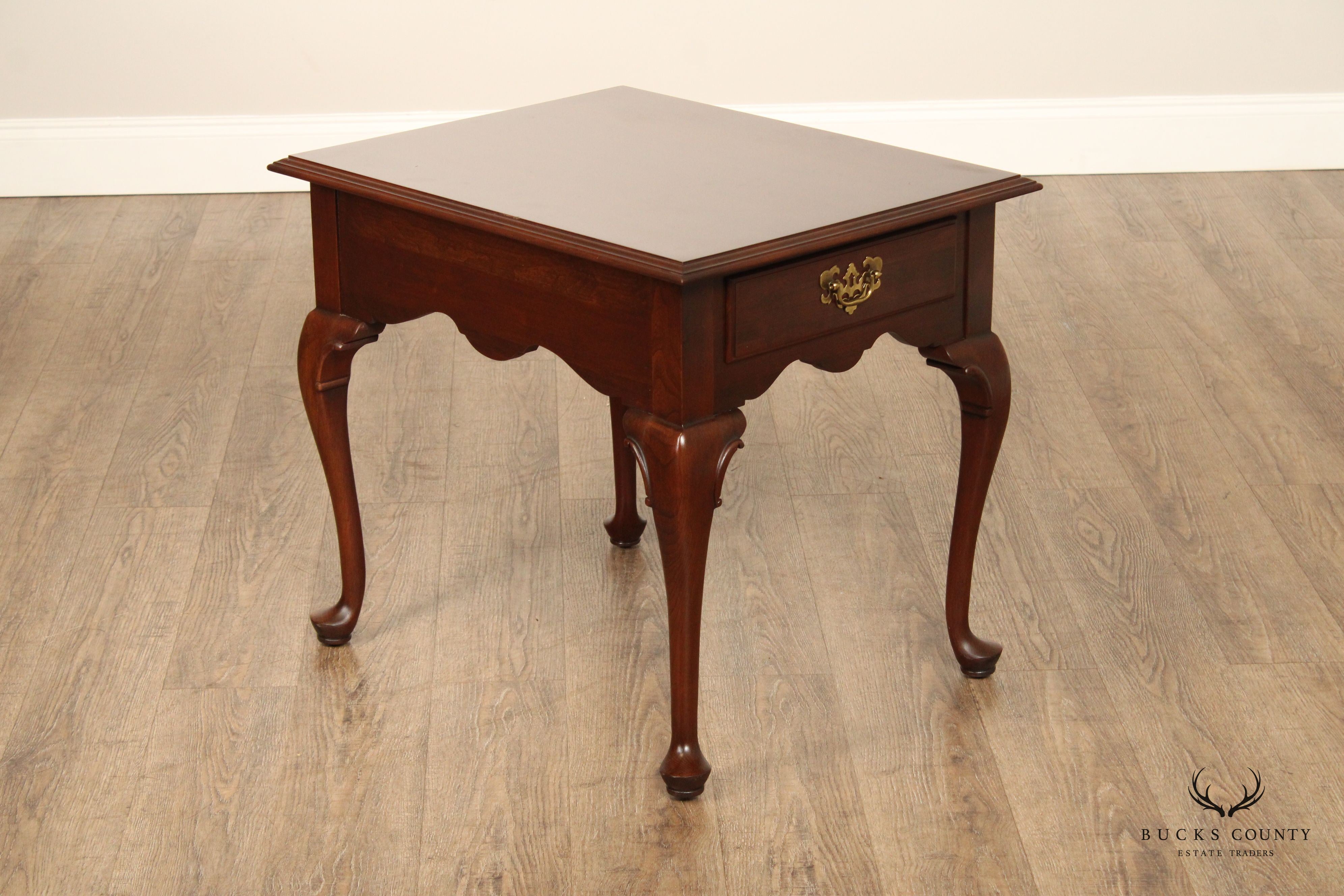 ETHAN ALLEN 'GEORGIAN COURT' QUEEN ANNE STYLE CHERRY END TABLE