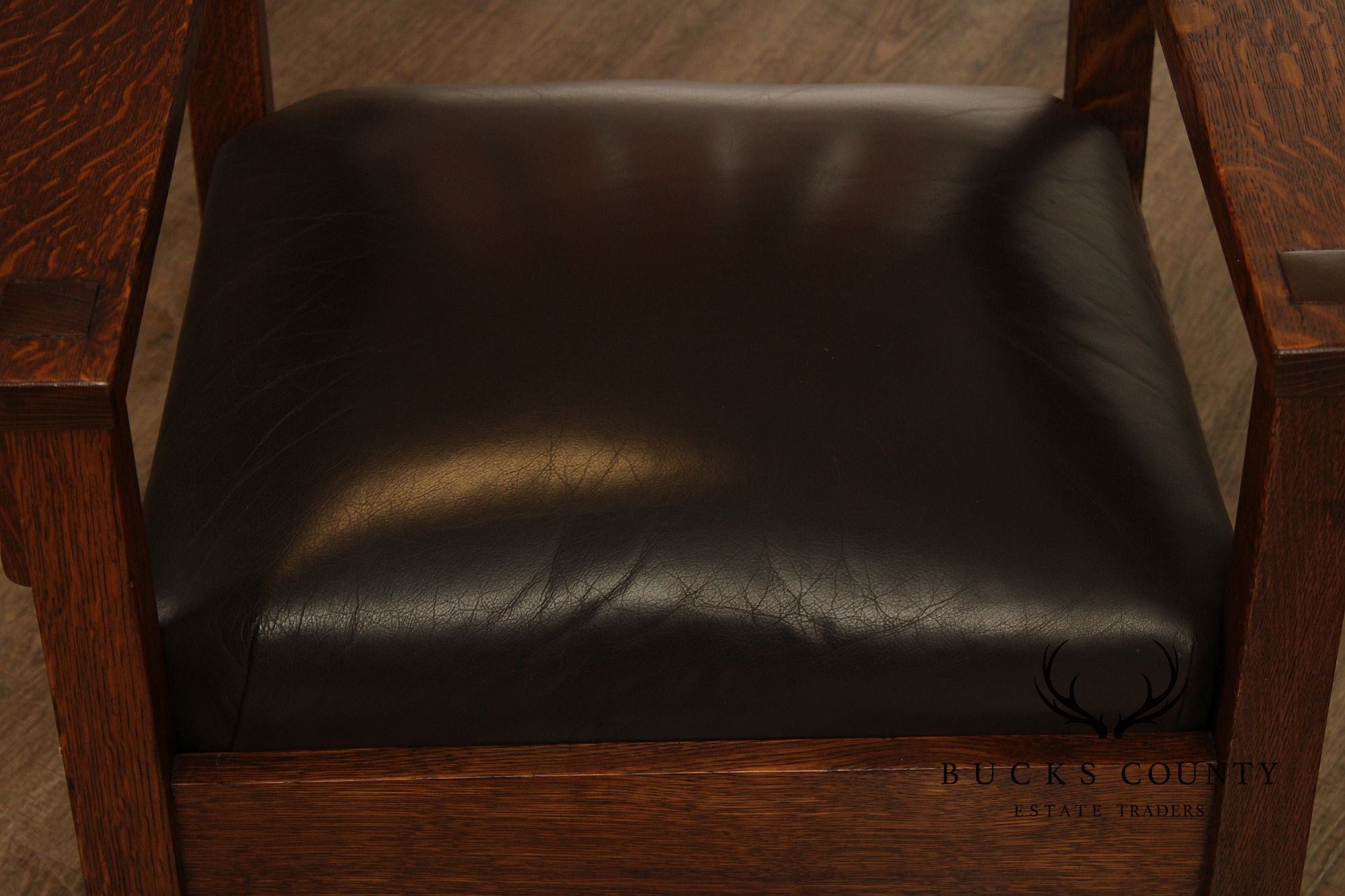 Gustav Stickley Mission Oak and Leather Rocker