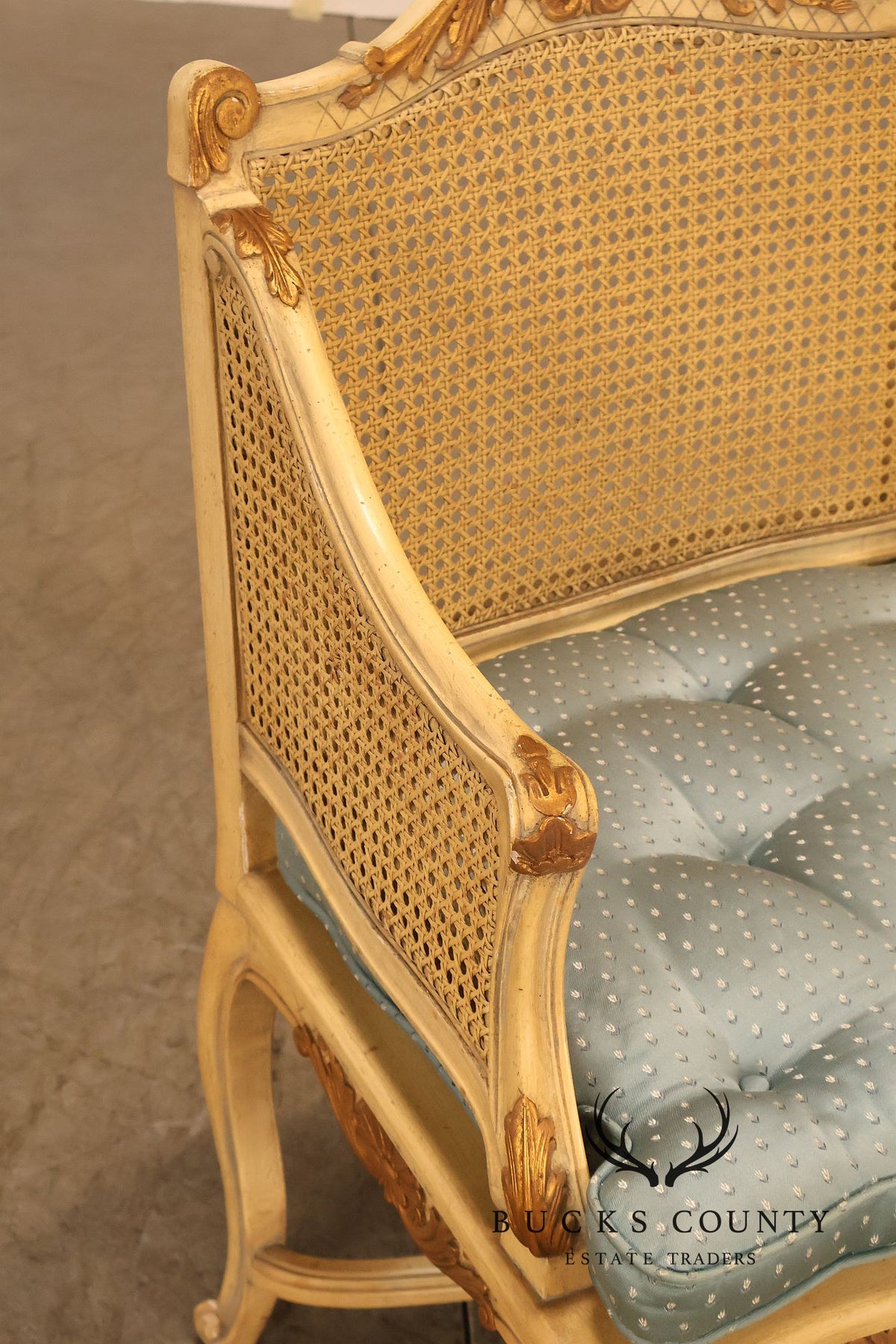 French Regency Pair of Caned Bergere Armchairs
