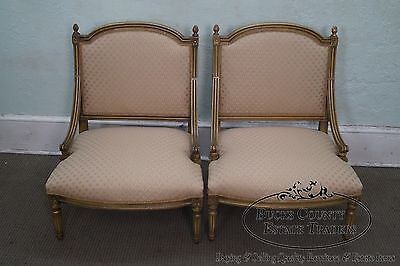 Quality Pair of French Louis XV Style Painted Slipper Chairs