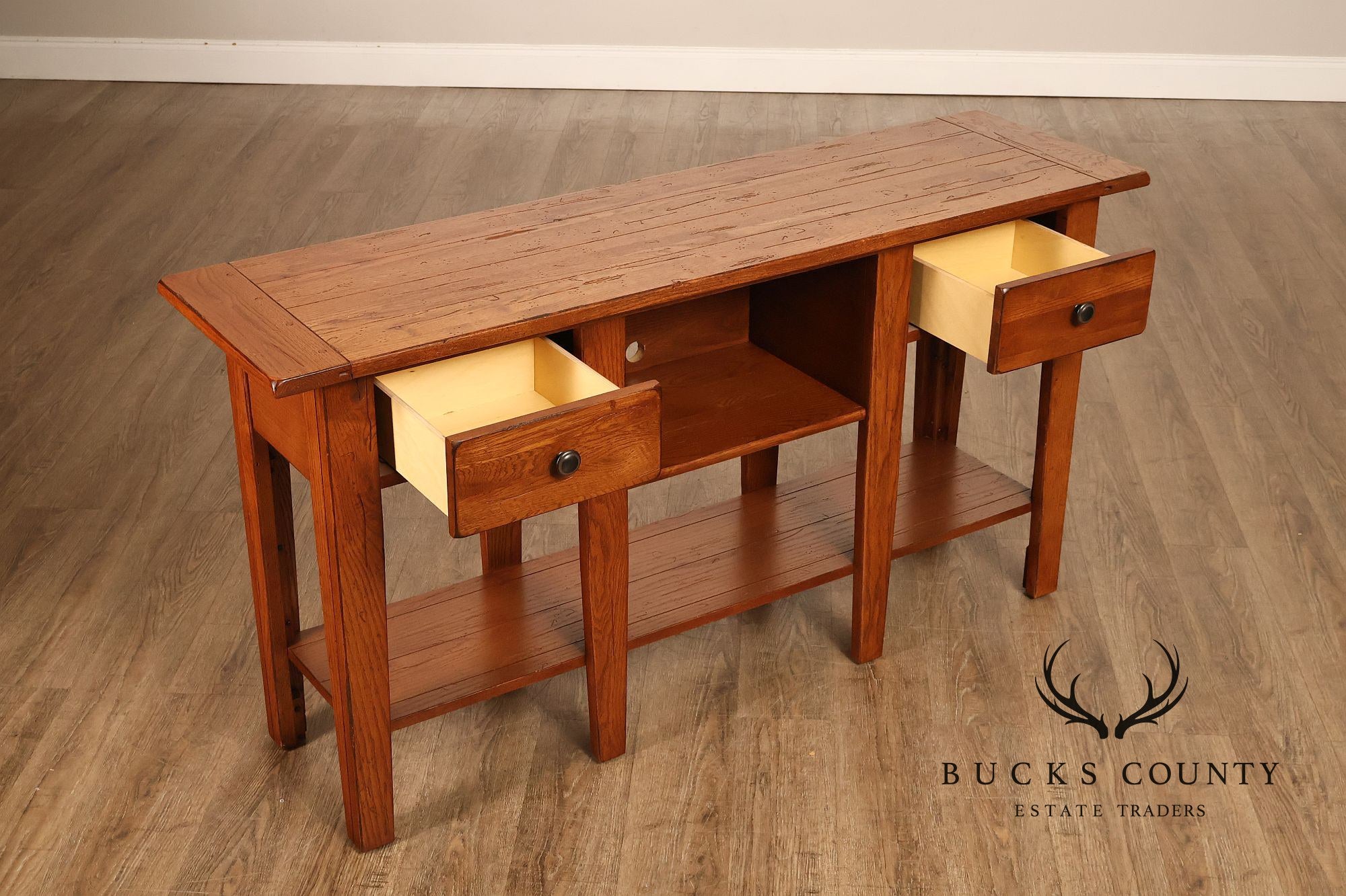 Broyhill Attic Heirlooms Country Style Oak Console Table