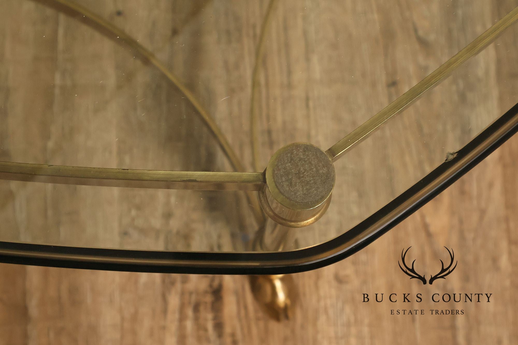 Directoire Style Vintage Brass and Glass Top Coffee Table