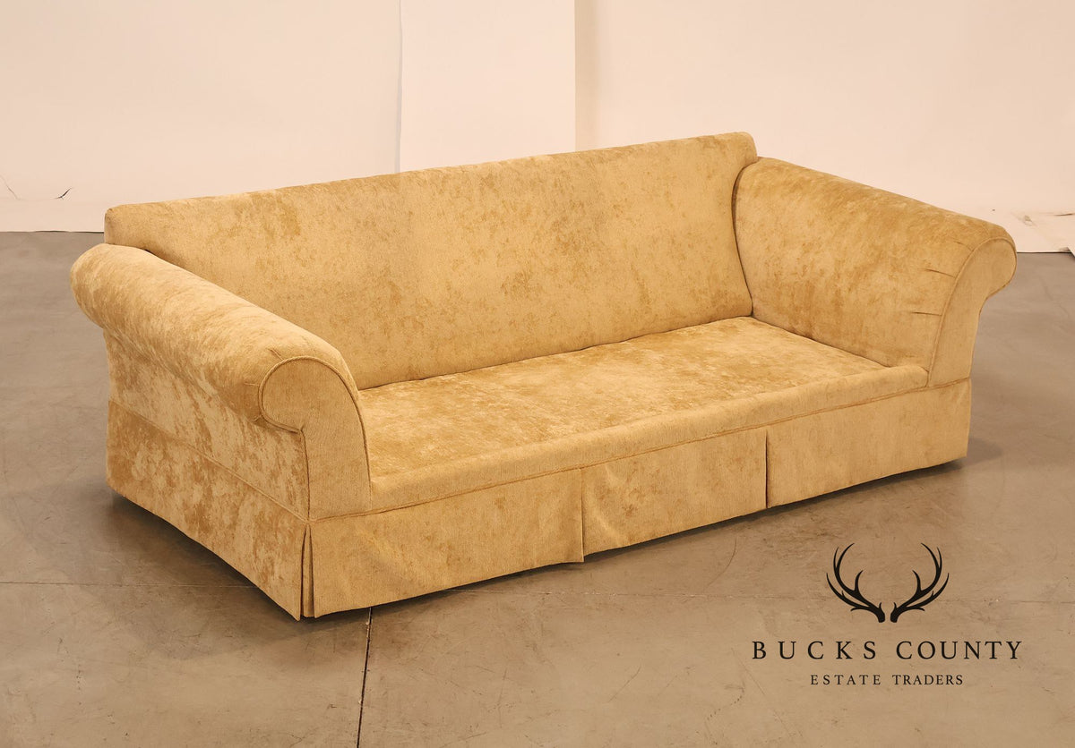 Traditional Gold Chenille Upholstered Three Cushion Sofa