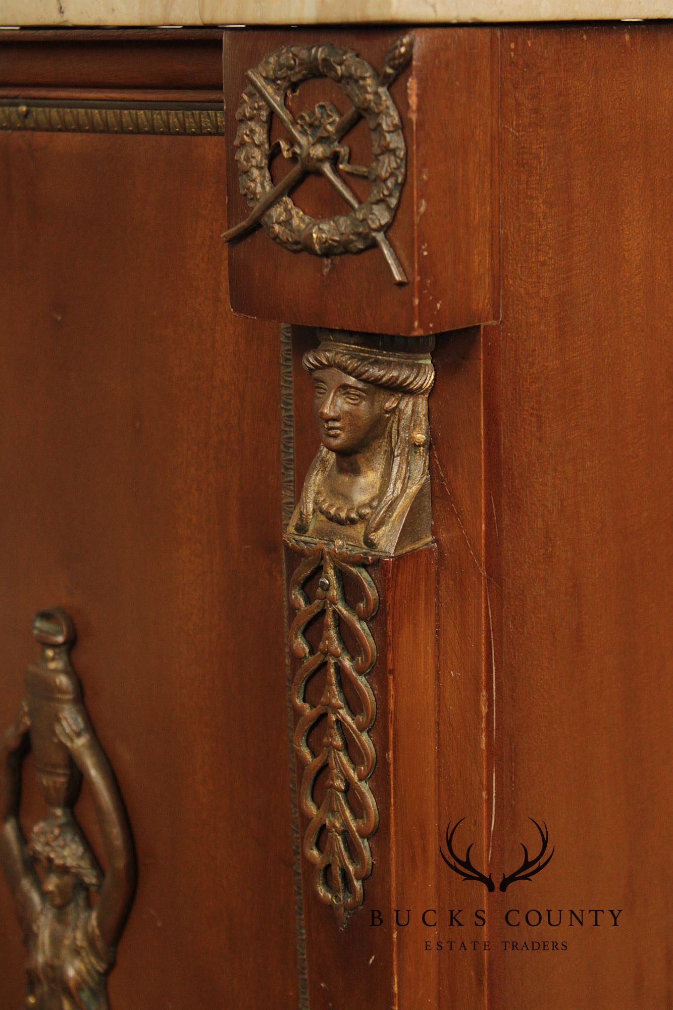 Antique French Marble Top Neoclassical Style Pedestal