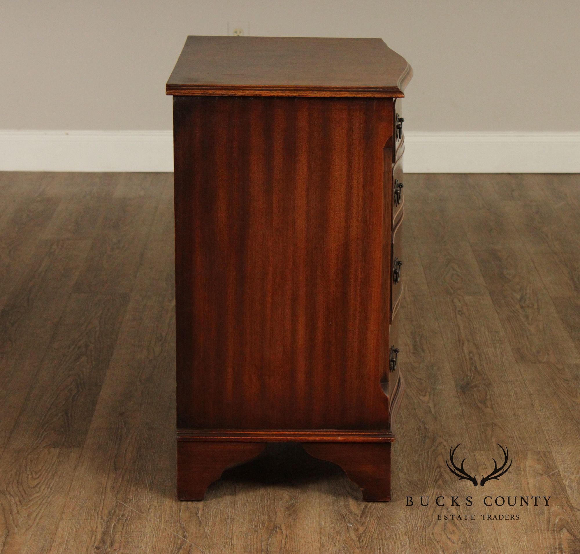 Georgian Style Burlwood English Bachelor Chest Of Drawers