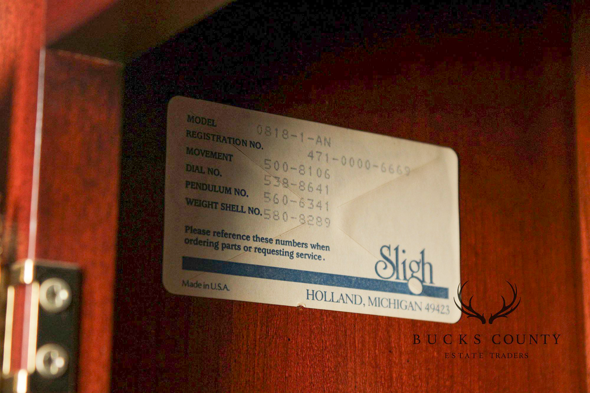 Sligh Mahogany Inlaid Grandfather Clock With Moon Phase Dial