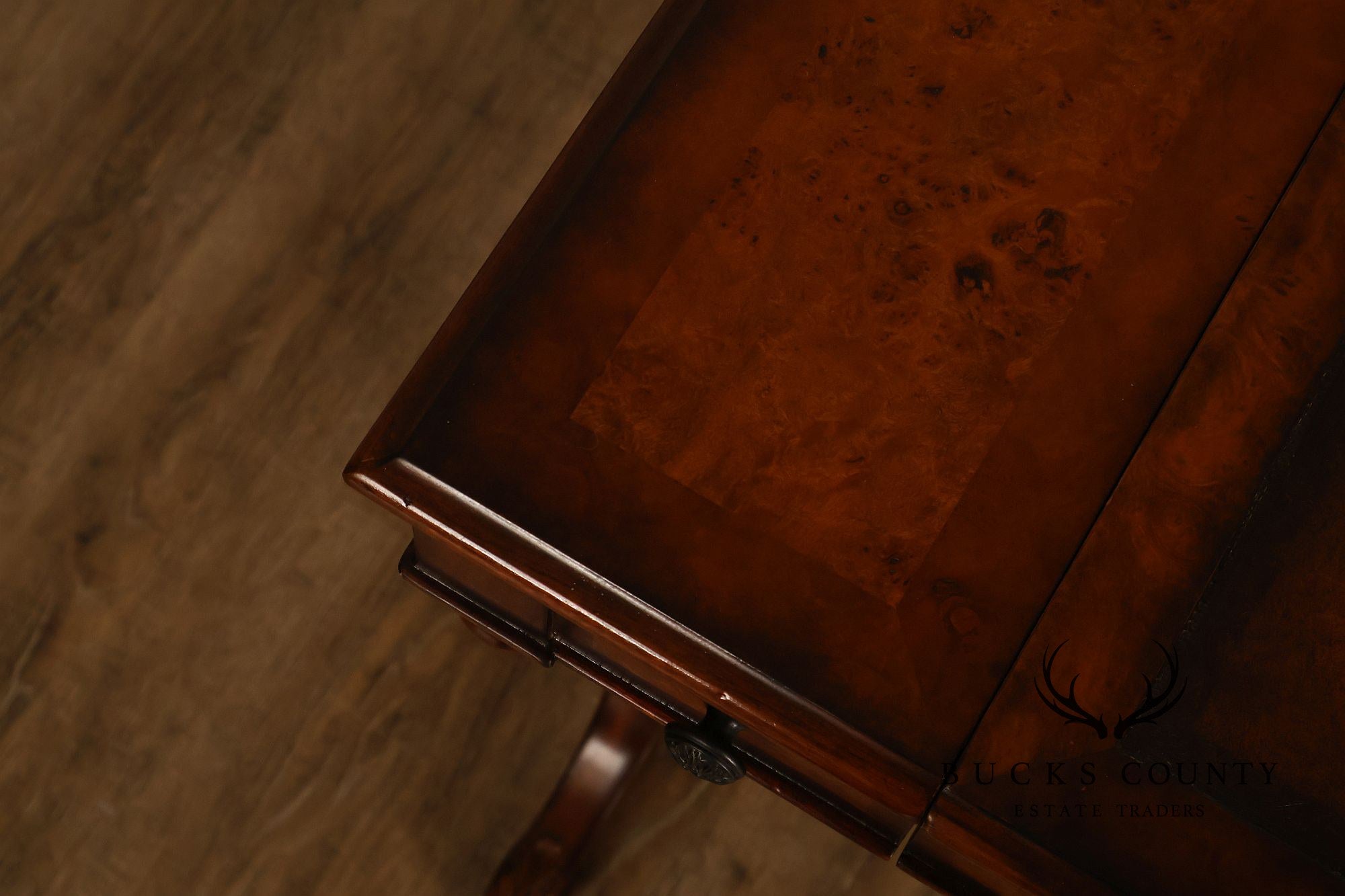 Theodore Alexander Mahogany Burl Wood Game Table
