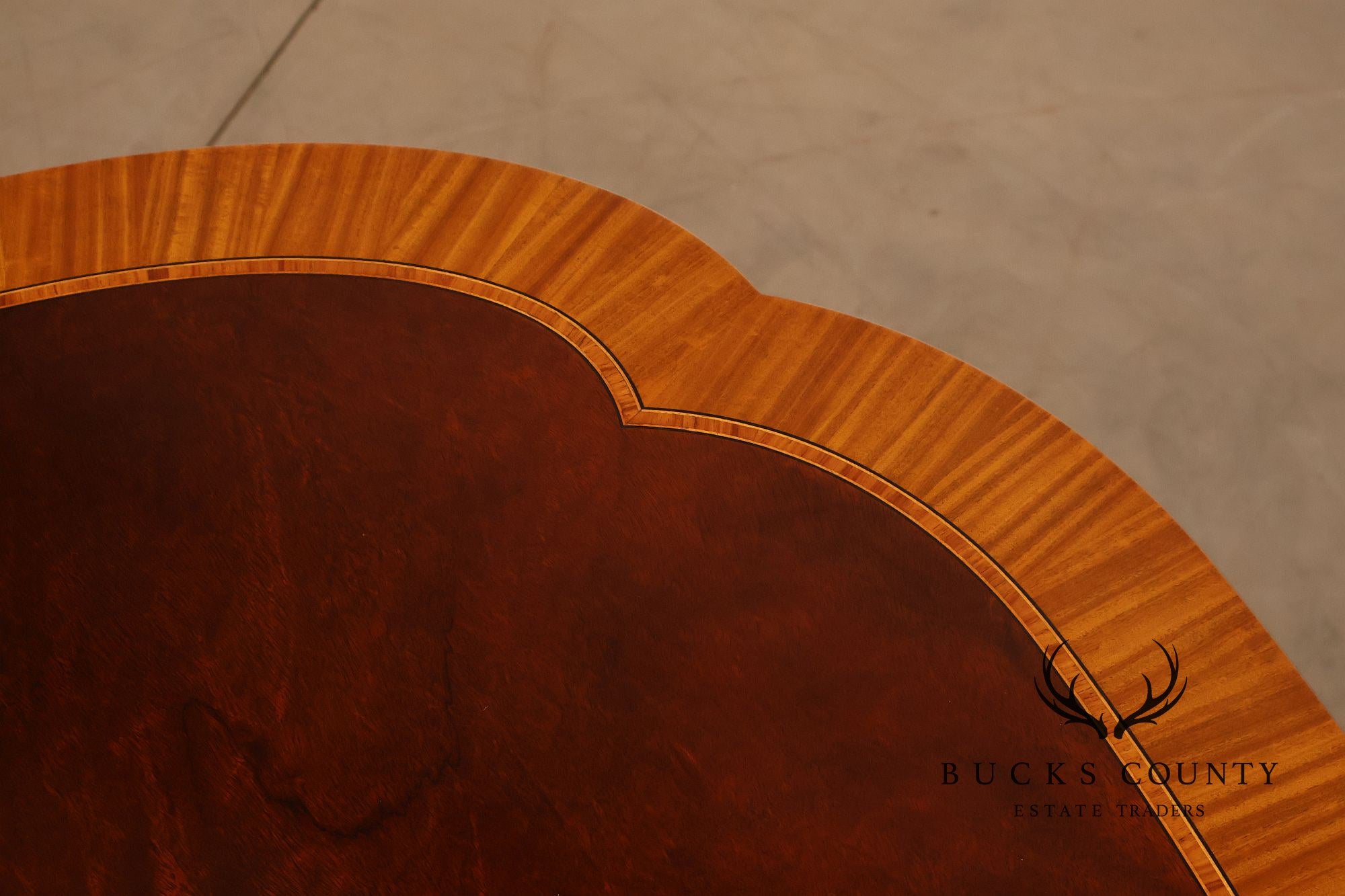 Karges Duncan Phyfe Banded Mahogany Double Pedestal Dining Table