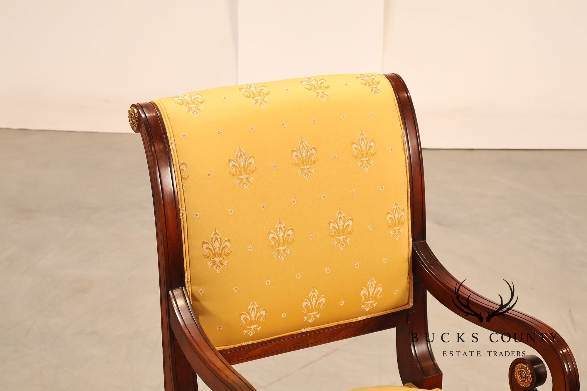 Neoclassical Empire Style Mahogany Open Armchair