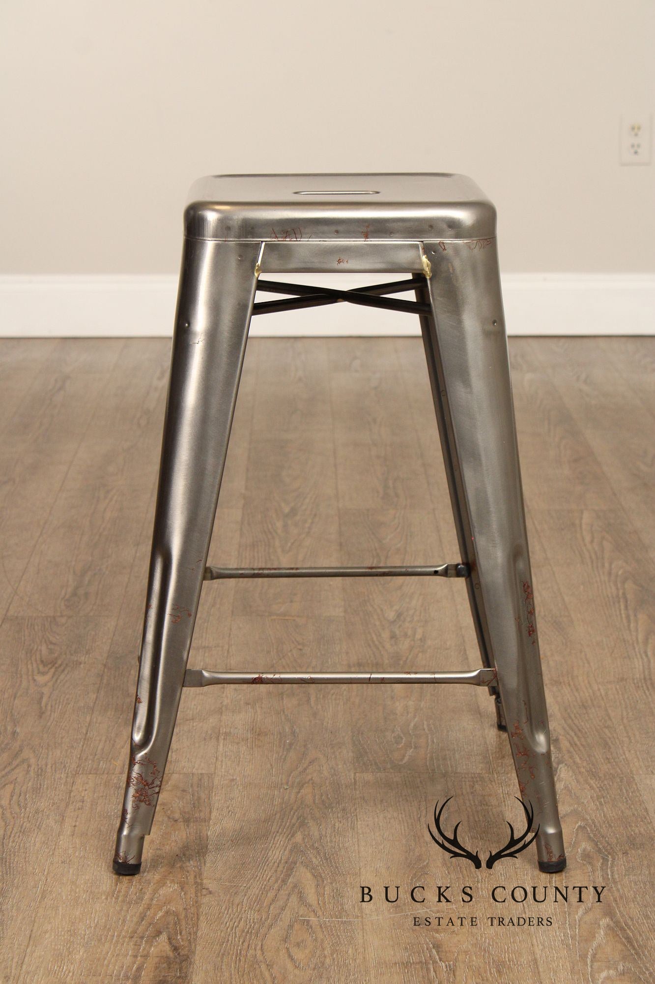 Tolix Industrial Style Pair of Steel Counter Stools