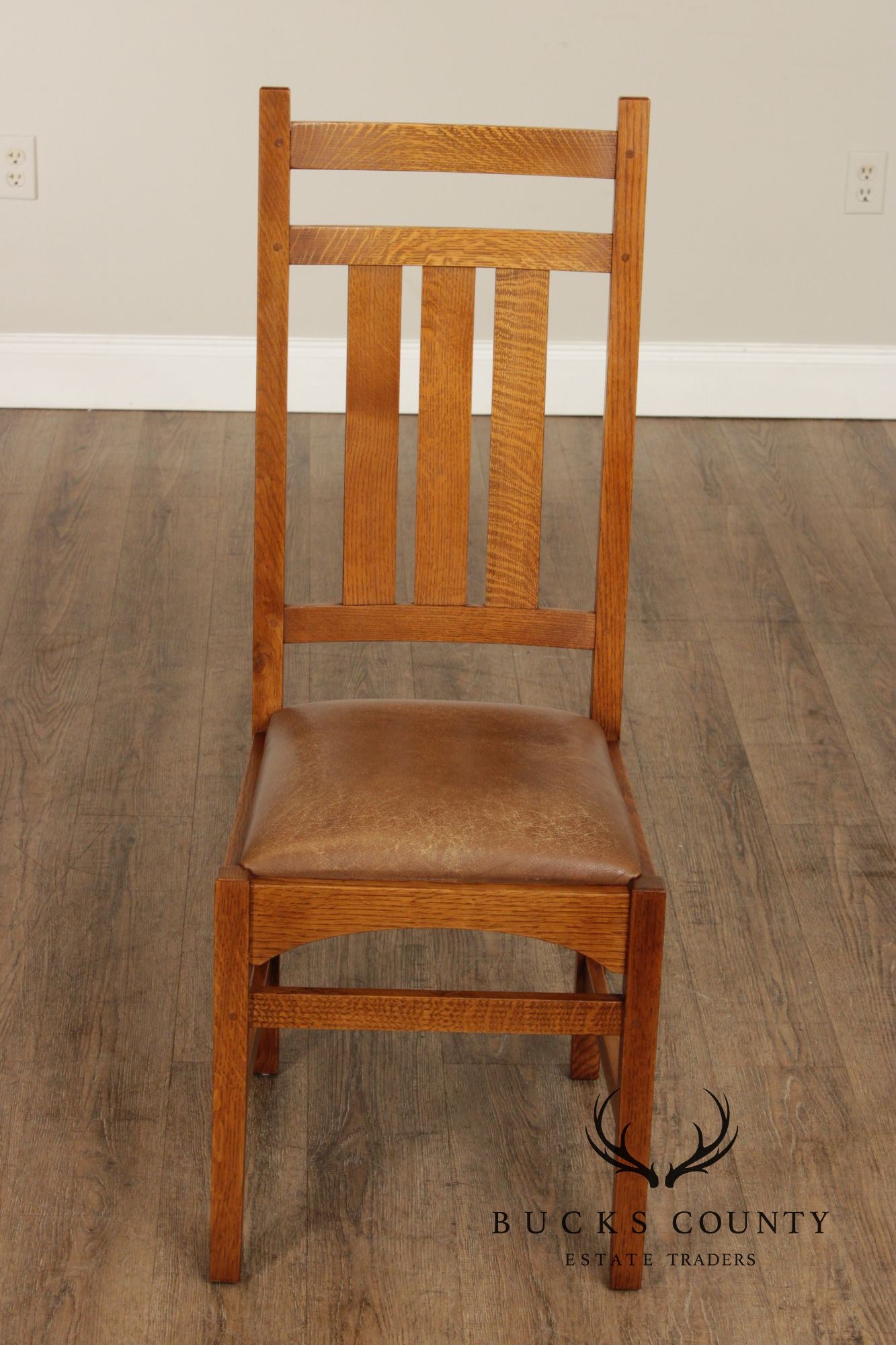 Stickley Mission Collection Set of Four Harvey Ellis Oak Dining Chairs