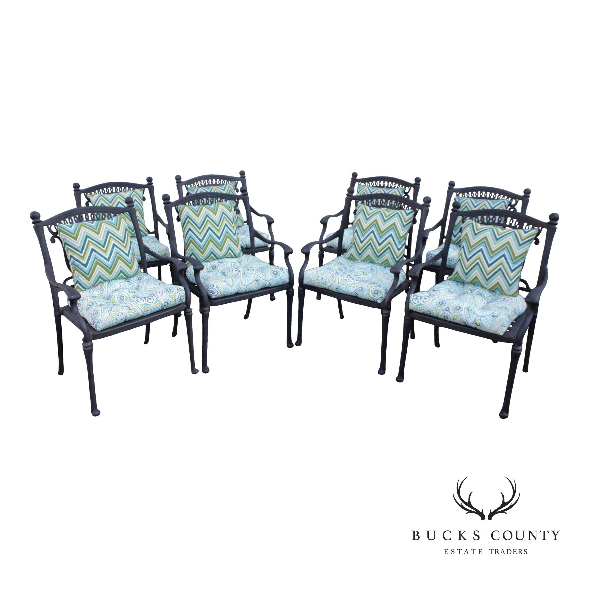 Hanamint Set of Eight 'Turin' Cast Aluminum Outdoor Dining Chairs