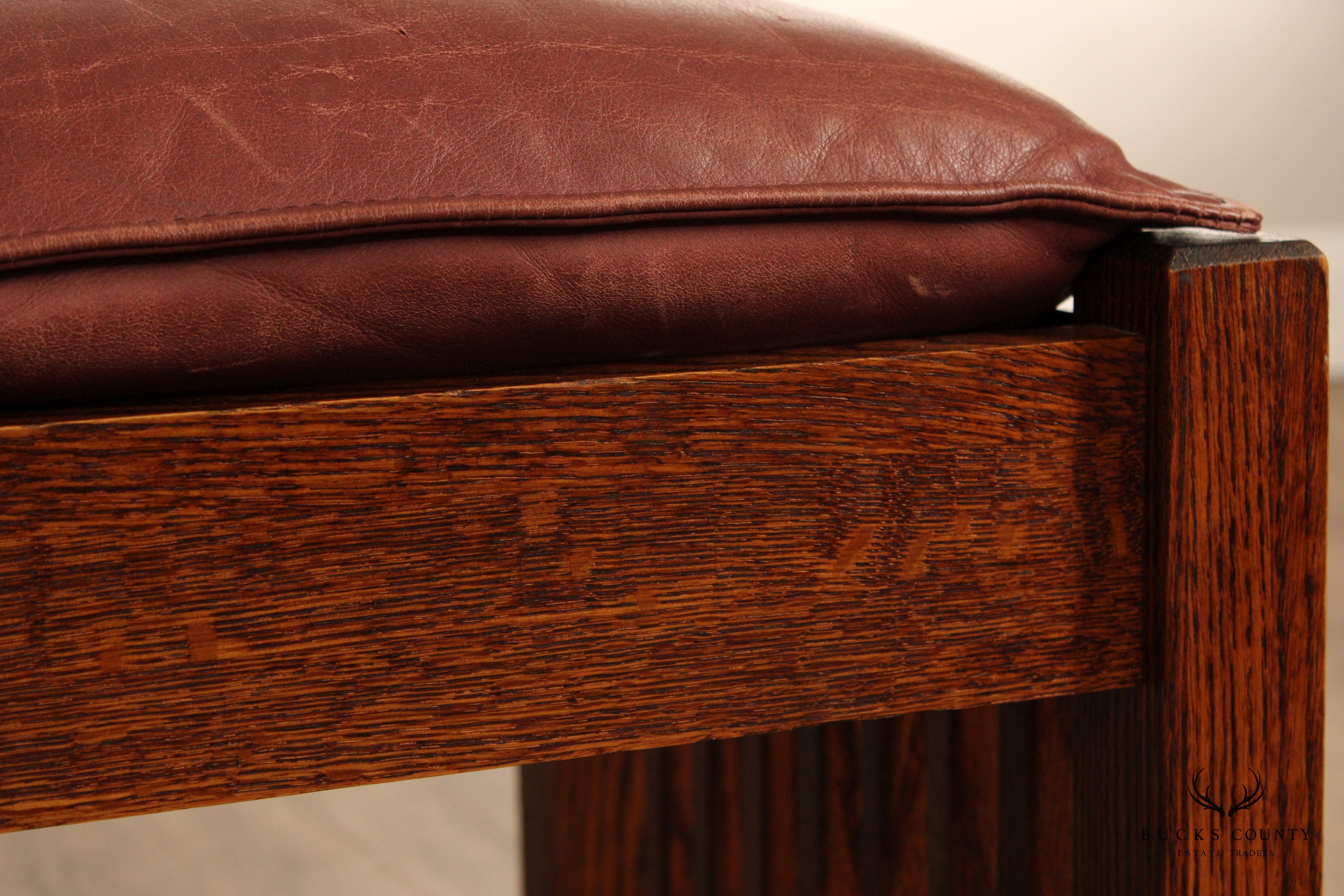 The Michaels Company Mission Style Oak and Leather Footstool