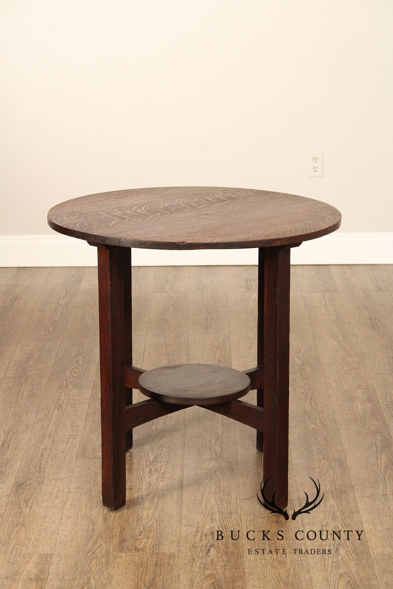 J.M. Young & Sons Antique Mission Oak Round-Top Side Table