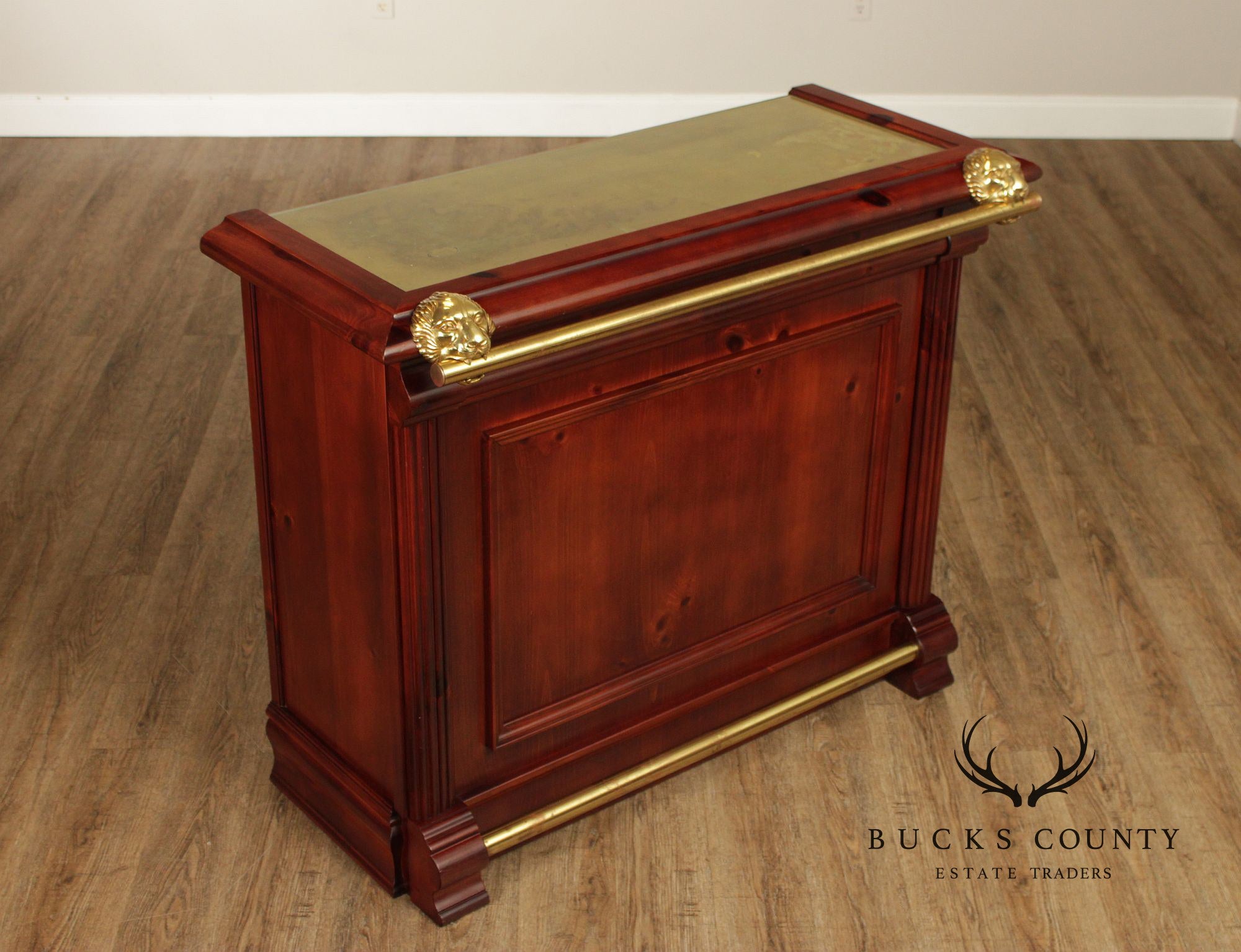 Pulaski Furniture Brass Top Lion Head Bar With Two Stools