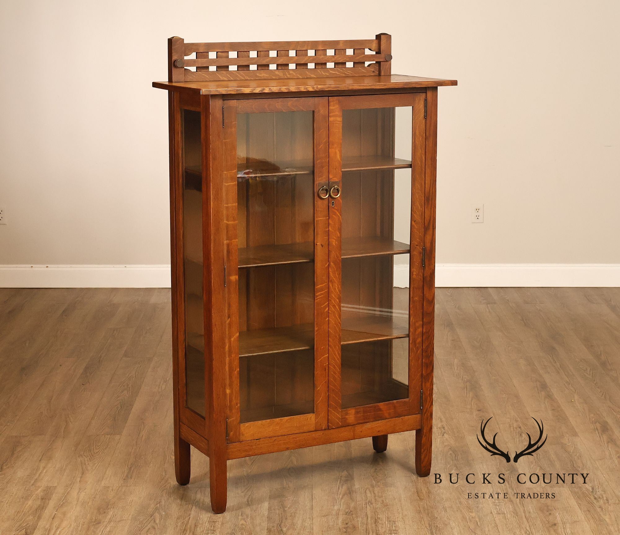 Stickley Brothers Antique Mission Oak Display China Cabinet