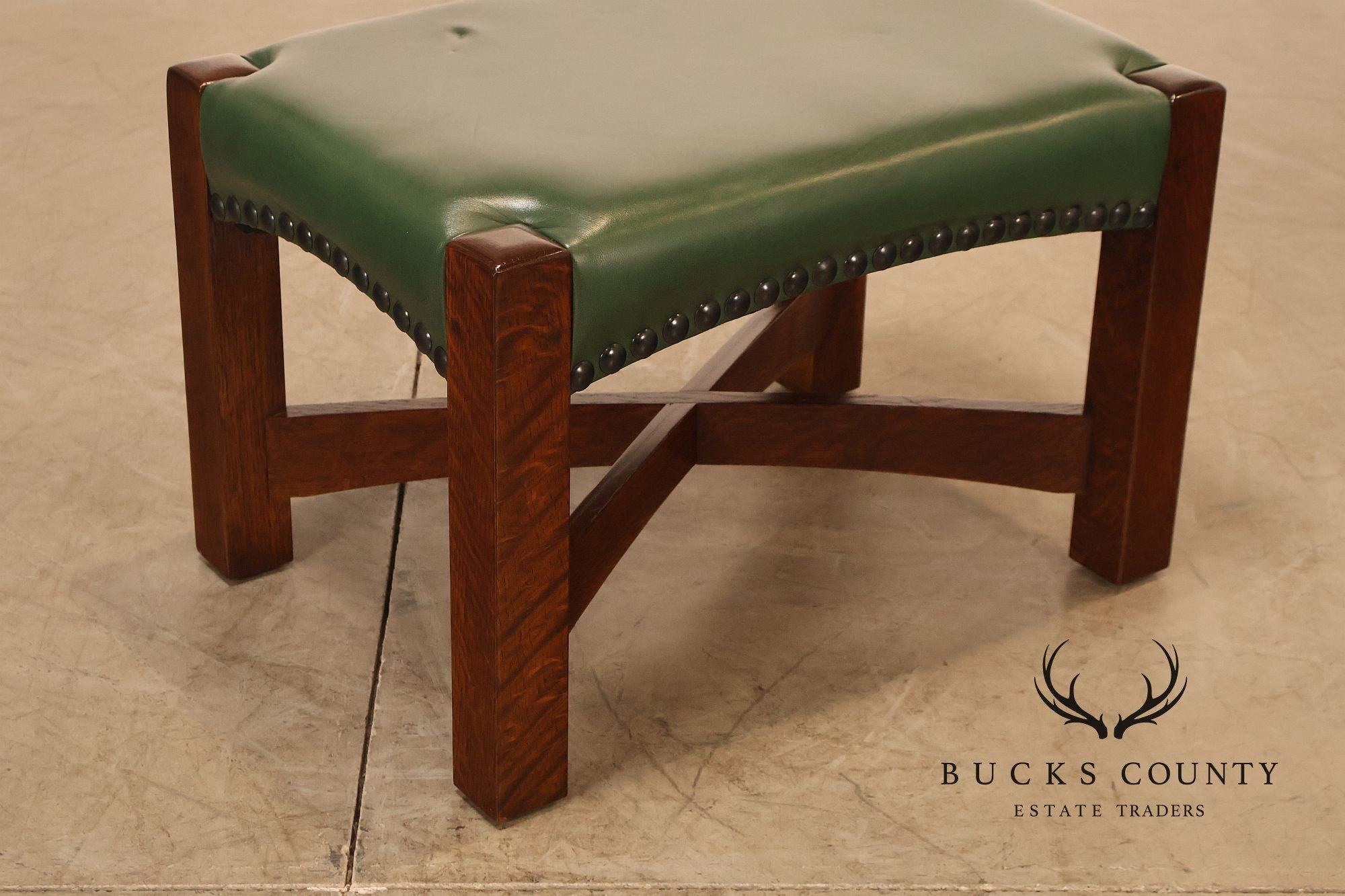 Stickley Mission Collection Oak and Leather Eastwood Footstool